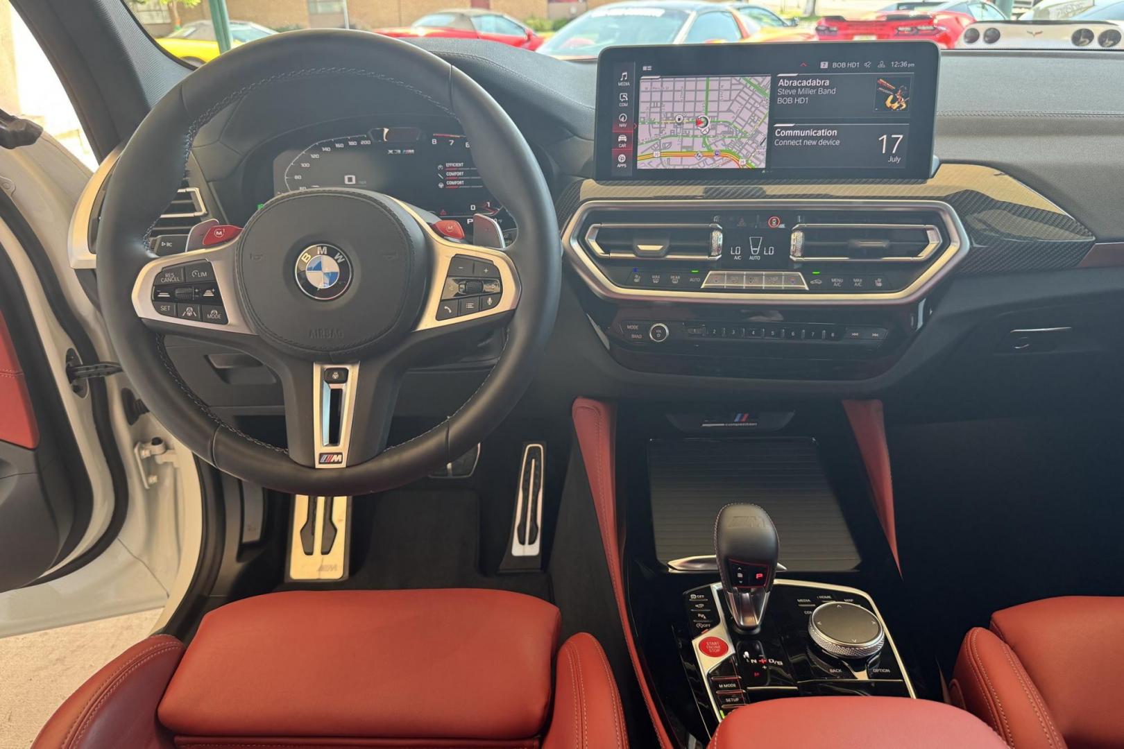 2022 Alpine White /Sakhir Orange/Black Leather BMW X3 M Competition Package (5YM13EC09N9) with an Inine 6 Cyl Twin Turbo engine, Automatic 8 Speed transmission, located at 2304 W. Main St., Boise, ID, 83702, (208) 342-7777, 43.622105, -116.218658 - Looking For Sport? How about 503 horsepower and 479 pound-feet of Torque! Only 8,000 Miles! - Photo#20
