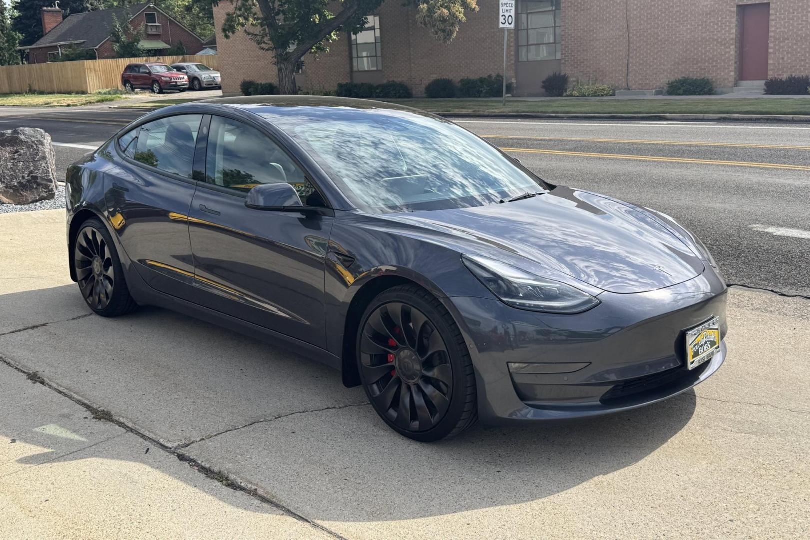 2022 Midnight Silver Metallic /Black Tesla Model 3 Performance (5YJ3E1EC3NF) with an 75 kWh engine, Automatic transmission, located at 2304 W. Main St., Boise, ID, 83702, (208) 342-7777, 43.622105, -116.218658 - All Wheel Drive Performance! Clean And Ready To Go! - Photo#2