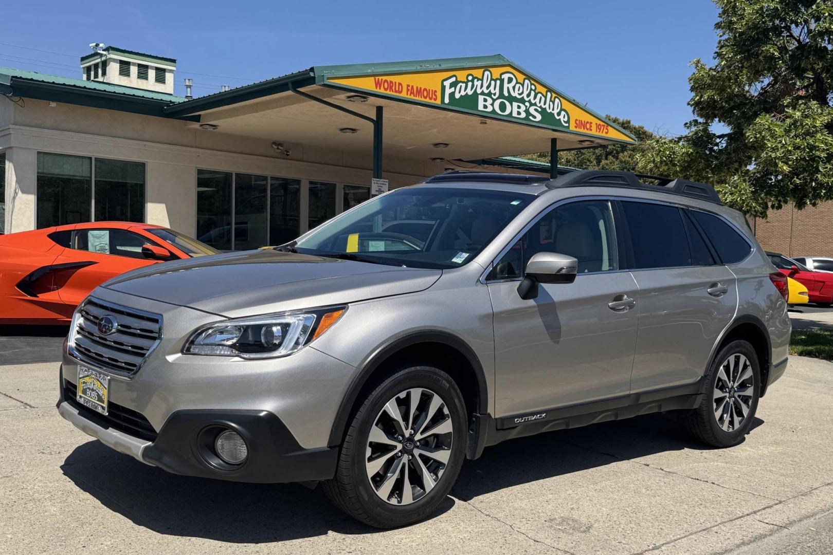 2017 Tungsten Metallic /Tan Subaru Outback Limited (4S4BSANC5H3) with an H4 2.5 Liter engine, Automatic transmission, located at 2304 W. Main St., Boise, ID, 83702, (208) 342-7777, 43.622105, -116.218658 - One Owner Idaho Outback! - Photo#0
