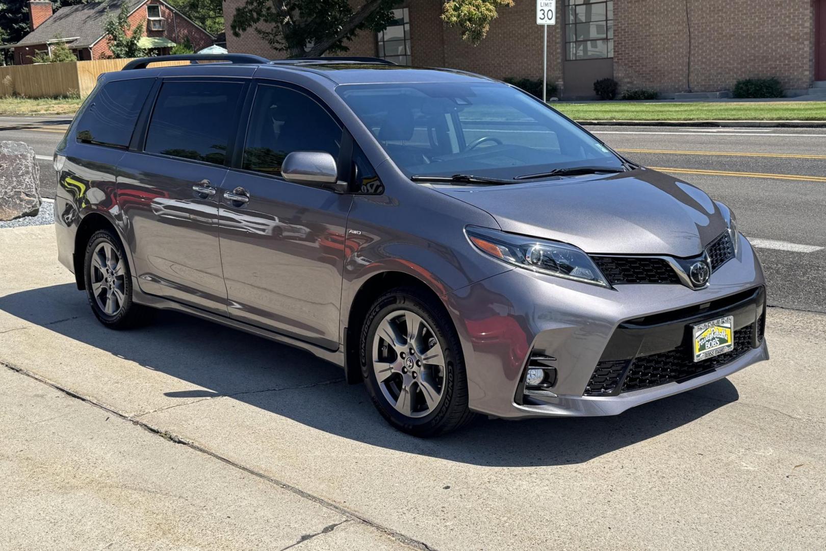 2019 Predawn Mica /Black Toyota Sienna SE Premium (5TDEZ3DC8KS) with an V6 3.5 Liter engine, Automatic 8 Speed transmission, located at 2304 W. Main St., Boise, ID, 83702, (208) 342-7777, 43.622105, -116.218658 - New Tires! Blue Ray Player! All Wheel Drive! Clean One Owner Idaho Car! - Photo#2