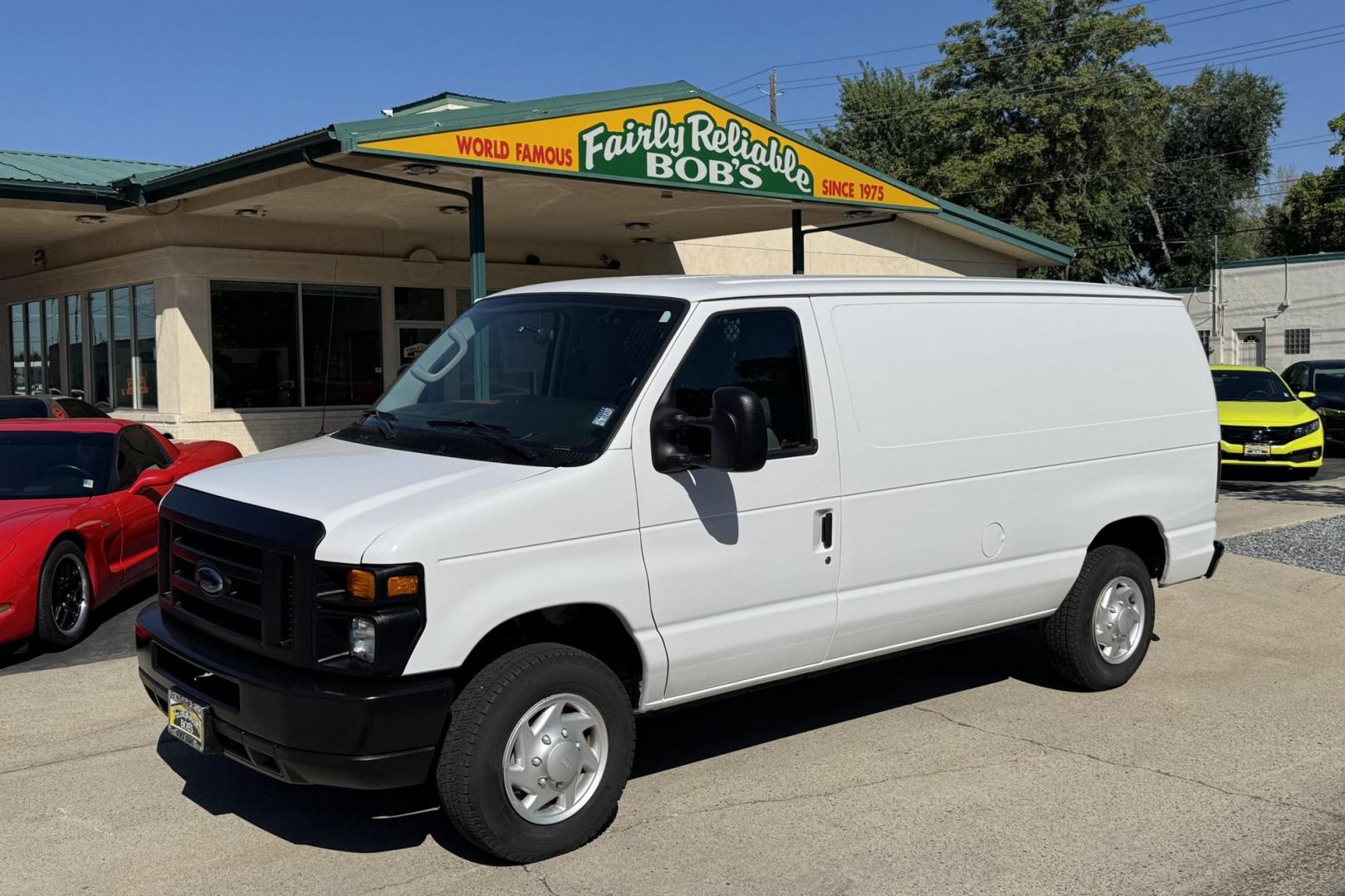 2009 Oxford White /Gray Ford E-150 (1FTNE14W09D) with an V8 4.6 Liter engine, Automatic transmission, located at 2304 W. Main St., Boise, ID, 83702, (208) 342-7777, 43.622105, -116.218658 - Very Clean Commercial Van! - Photo#0