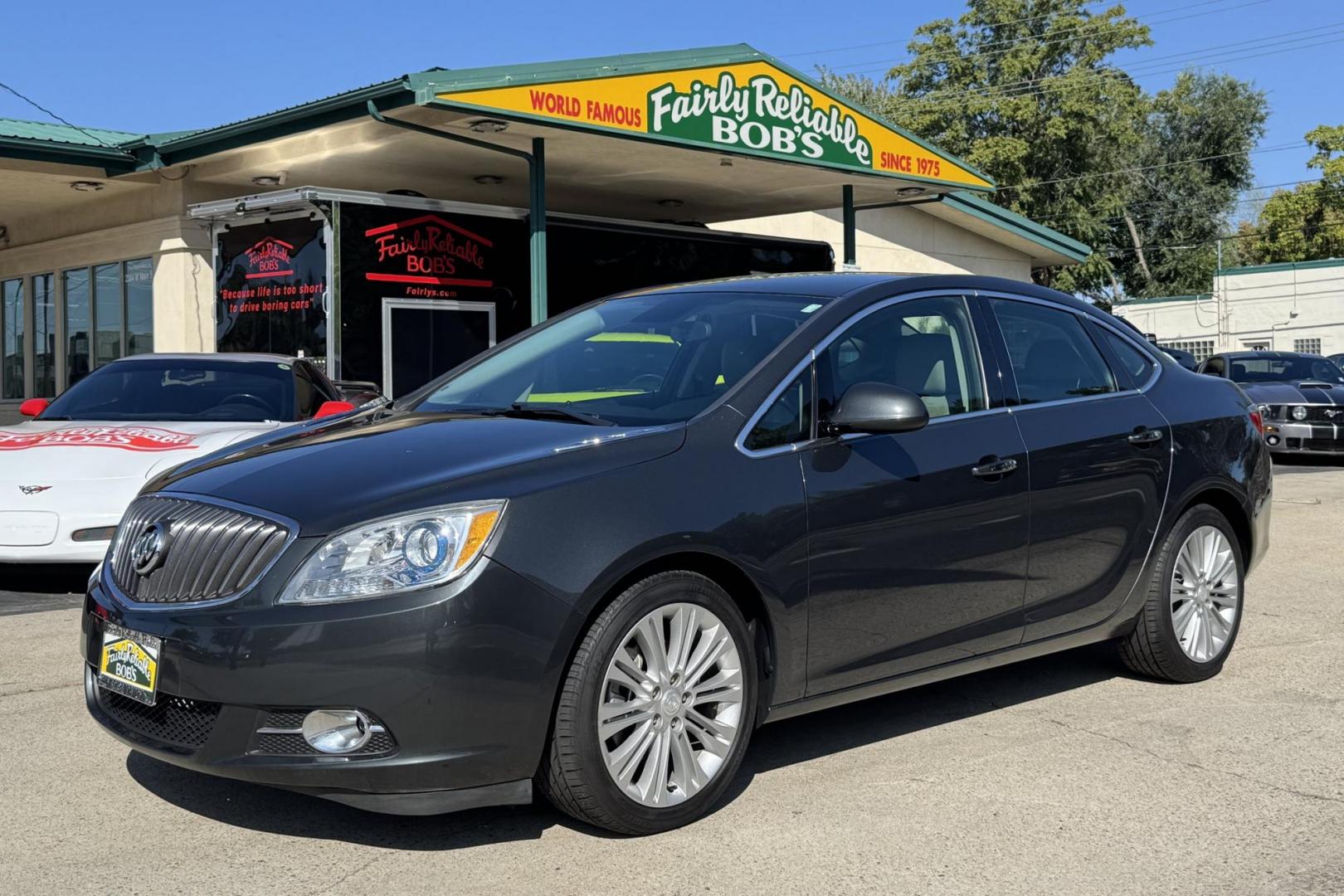 2014 Gray /Gray Buick Verano (1G4PP5SK1E4) with an 4 Cyl 2.4 Liter engine, Automatic 6 Speed transmission, located at 2304 W. Main St., Boise, ID, 83702, (208) 342-7777, 43.622105, -116.218658 - Great Fuel Economy! Back Up Camera Too! - Photo#0