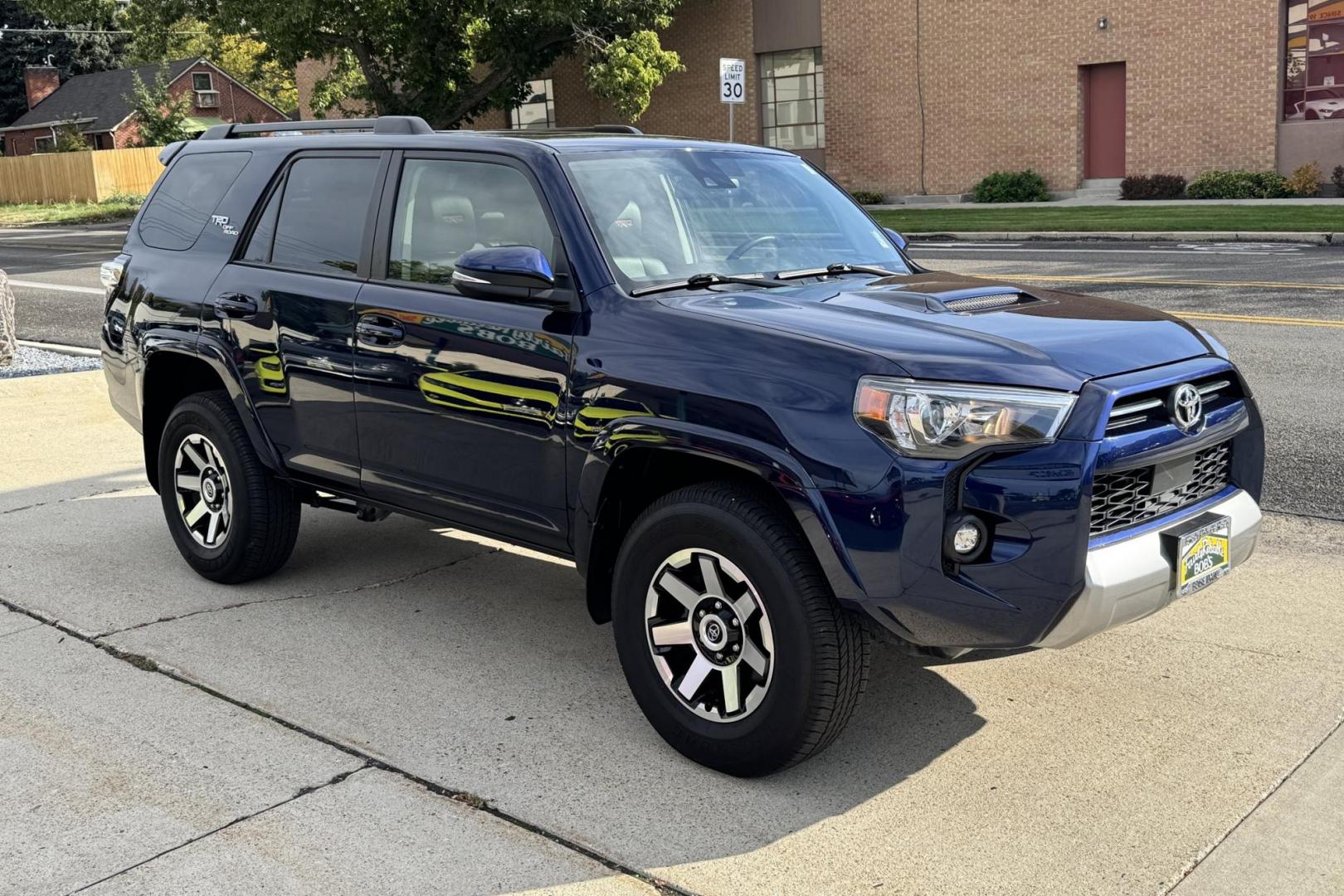 2023 Nautical Blue Metallic /Black Toyota 4Runner TRD Off Road Premium (JTERU5JR9P6) with an V6 4.0 Liter engine, Automatic 5 Speed transmission, located at 2304 W. Main St., Boise, ID, 83702, (208) 342-7777, 43.622105, -116.218658 - Remaining Factory Warranty! Highly Capable Off Road Toyota! - Photo#3