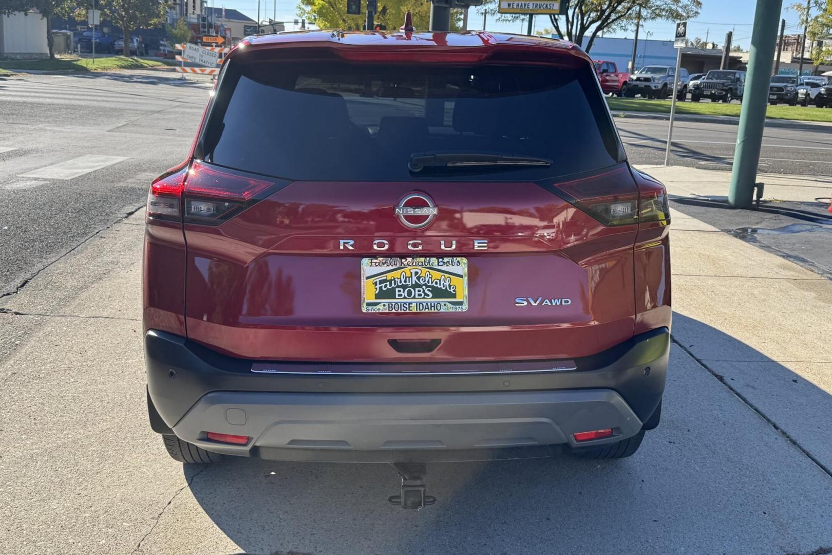 2023 Scarlet Ember /Black Nissan Rogue SV (5N1BT3BB5PC) with an 3 Cyl 1.5 Liter Turbo engine, Automatic transmission, located at 2304 W. Main St., Boise, ID, 83702, (208) 342-7777, 43.622105, -116.218658 - Great Fuel Economy & All Wheel Drive! - Photo#1
