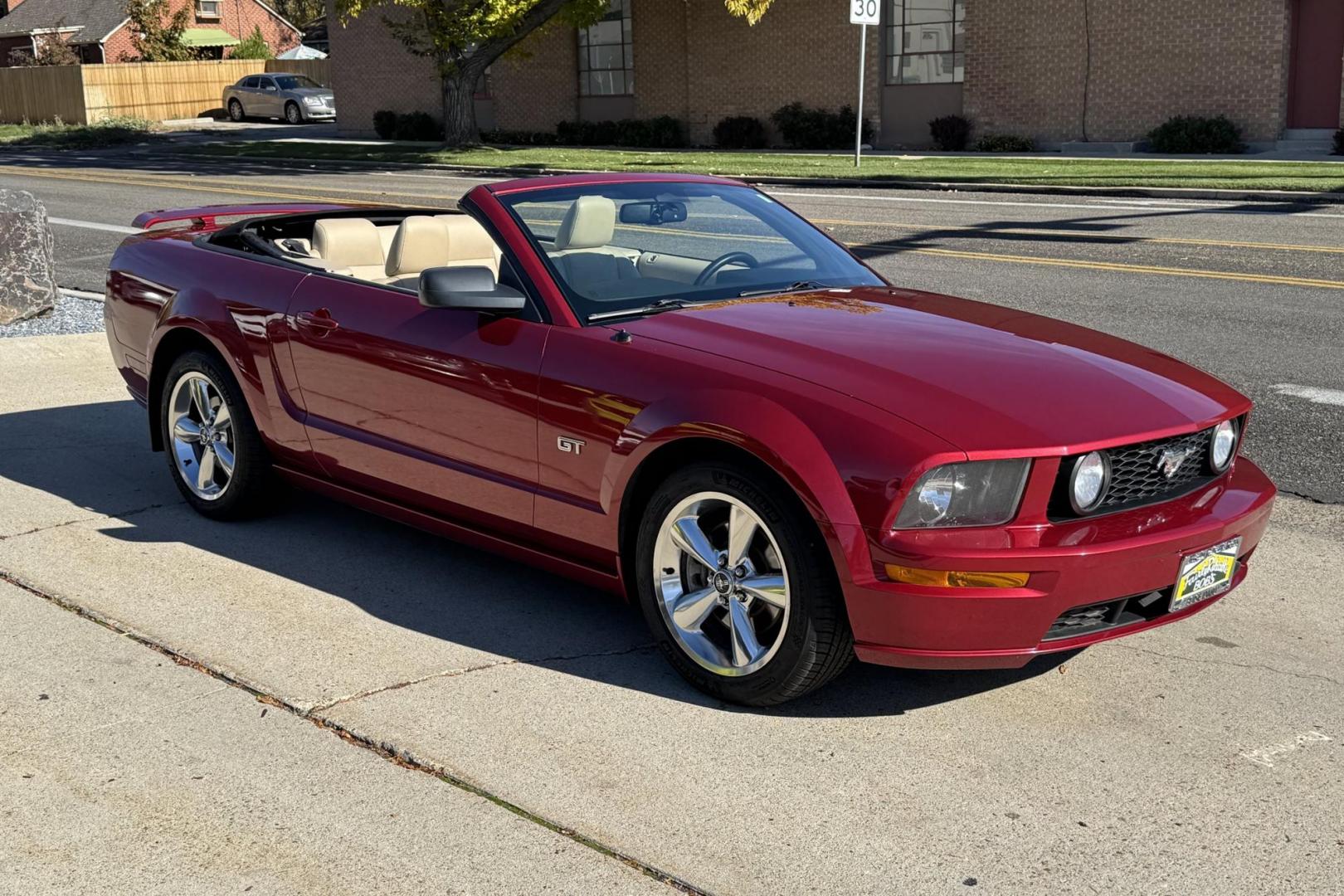 2007 Maroon /Redfire Clearcoat Ford Mustang GT Premium (1ZVHT85H375) with an V8 4.6 Liter engine, 5 Speed transmission, located at 2304 W. Main St., Boise, ID, 83702, (208) 342-7777, 43.622105, -116.218658 - Low Mileage Mustang GT Premium Convertible! Must See! - Photo#2