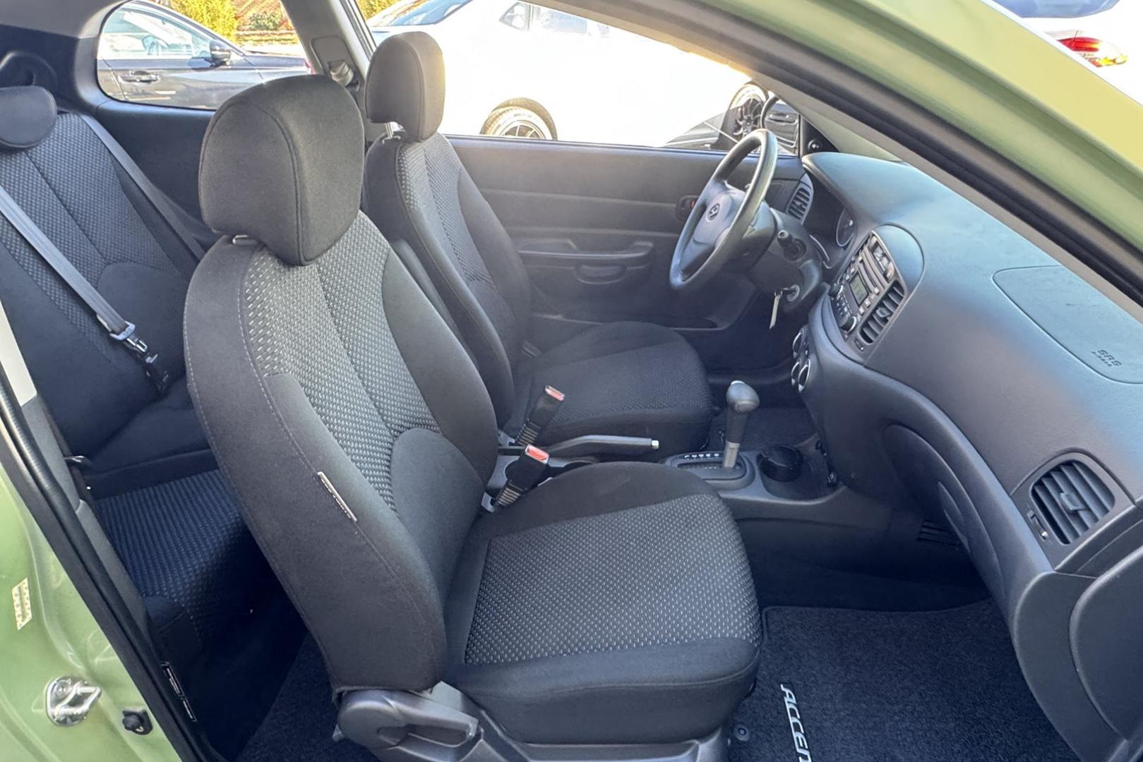 2008 Apple Green /Black Hyundai Accent GS (KMHCM36C98U) with an 4 Cyl 1.6 Liter engine, Automatic transmission, located at 2304 W. Main St., Boise, ID, 83702, (208) 342-7777, 43.622105, -116.218658 - One Of A Kind! Incredibly Low Mileage On This Gas Miser! - Photo#9