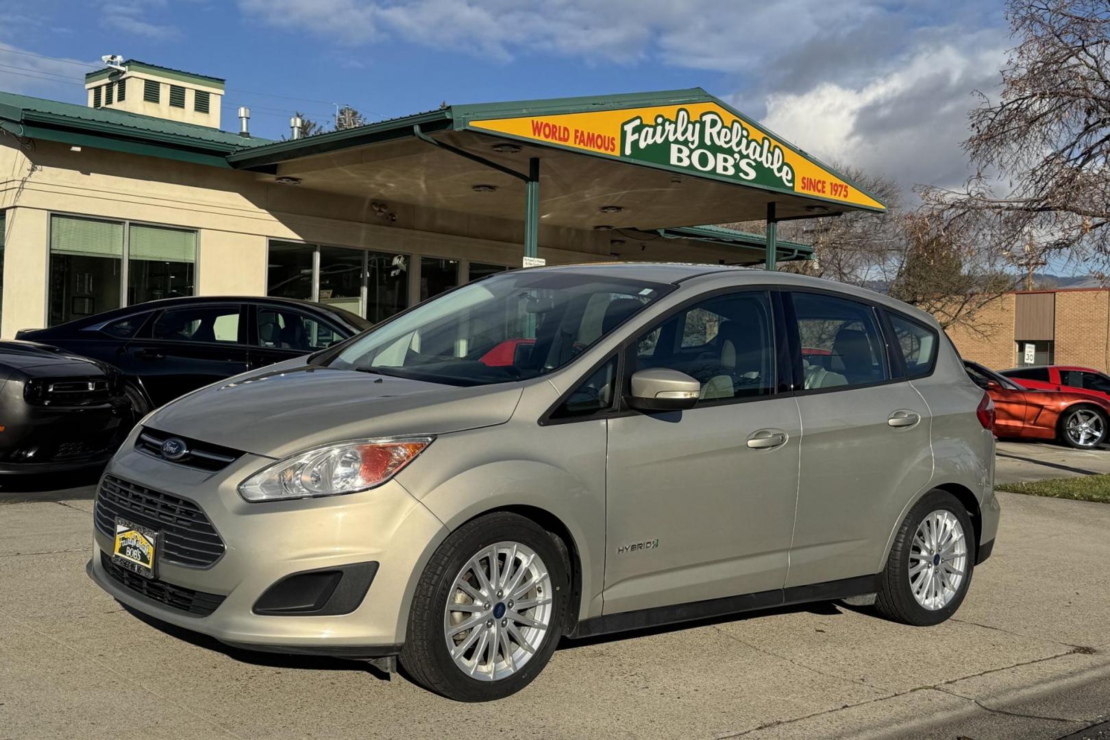 2015 Tectonic Silver Metallic /Camel Ford C-Max SE (1FADP5AU3FL) with an 4 Cyl 2.0 Liter Hybrid engine, Automatic transmission, located at 2304 W. Main St., Boise, ID, 83702, (208) 342-7777, 43.622105, -116.218658 - New Tires! Great Fuel Economy! - Photo#0