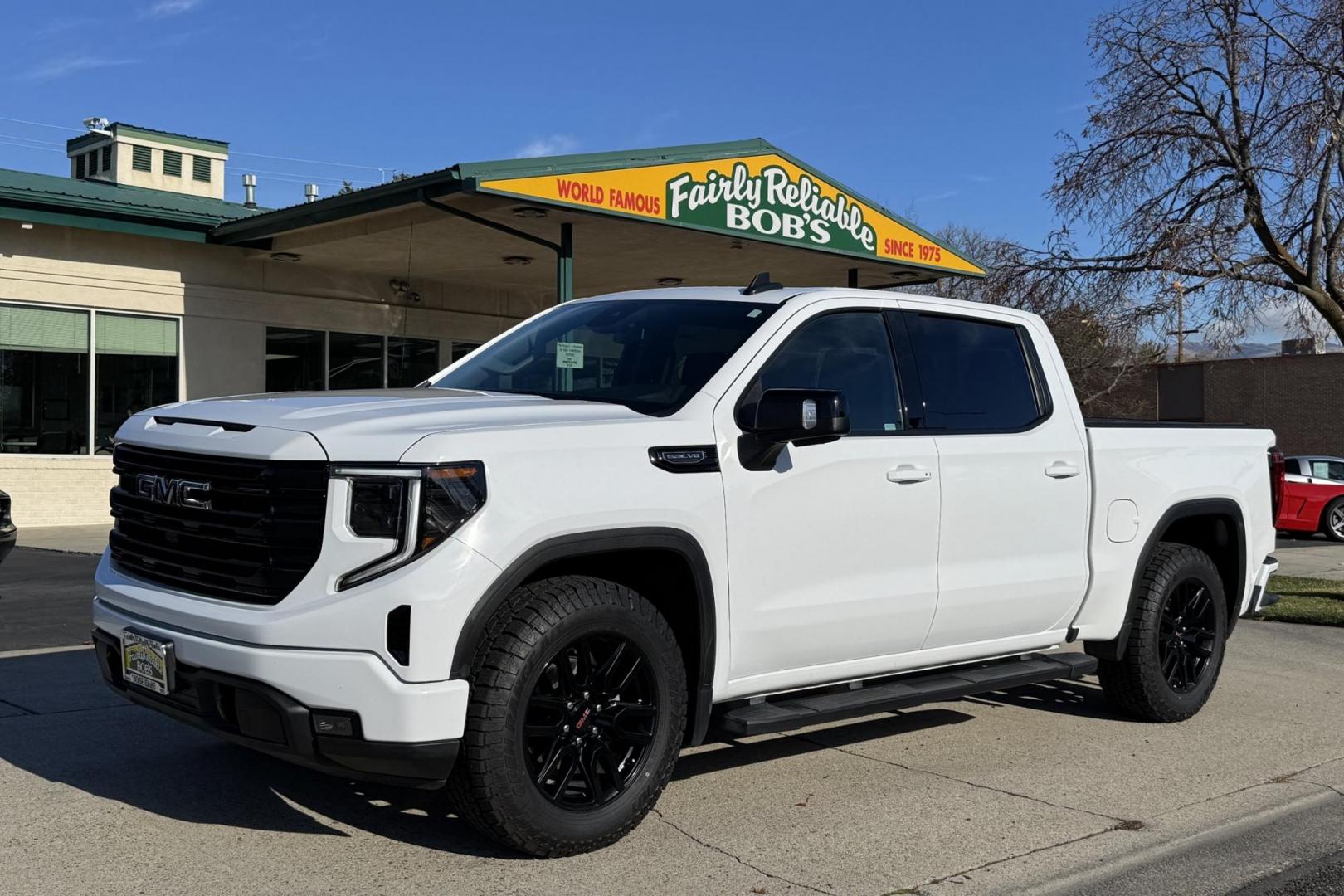 2022 Summit White /Jet Black GMC Sierra 1500 Elevation (1GTUUCED4NZ) with an V8 5.3 Liter engine, Automatic 10 Speed transmission, located at 2304 W. Main St., Boise, ID, 83702, (208) 342-7777, 43.622105, -116.218658 - New Tires! Well Optioned And Clean! - Photo#0