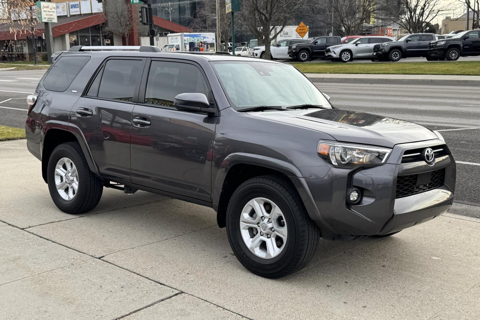 2021 Magnetite Gray Metallic /Black Toyota 4Runner SR5 (JTEEU5JR8M5) with an V6 4.0 Liter engine, Automatic transmission, located at 2304 W. Main St., Boise, ID, 83702, (208) 342-7777, 43.622105, -116.218658 - 3rd Row Seating! Two Wheel Drive! Clean! - Photo#2
