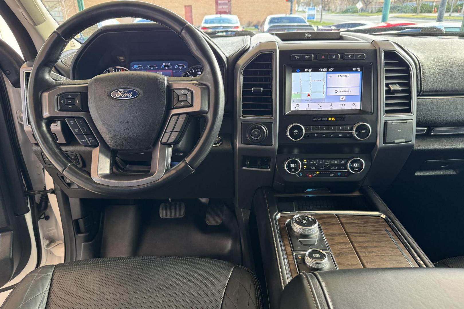 2019 White /Black Ford Expedition Max Platinum (1FMJK1MT9KE) with an V6 3.5 Liter Twin Turbo engine, Automatic 10 Speed transmission, located at 2304 W. Main St., Boise, ID, 83702, (208) 342-7777, 43.622105, -116.218658 - 7 Passenger! 4 Captains Chairs! Loaded With Comfort And Safety Features! - Photo#26