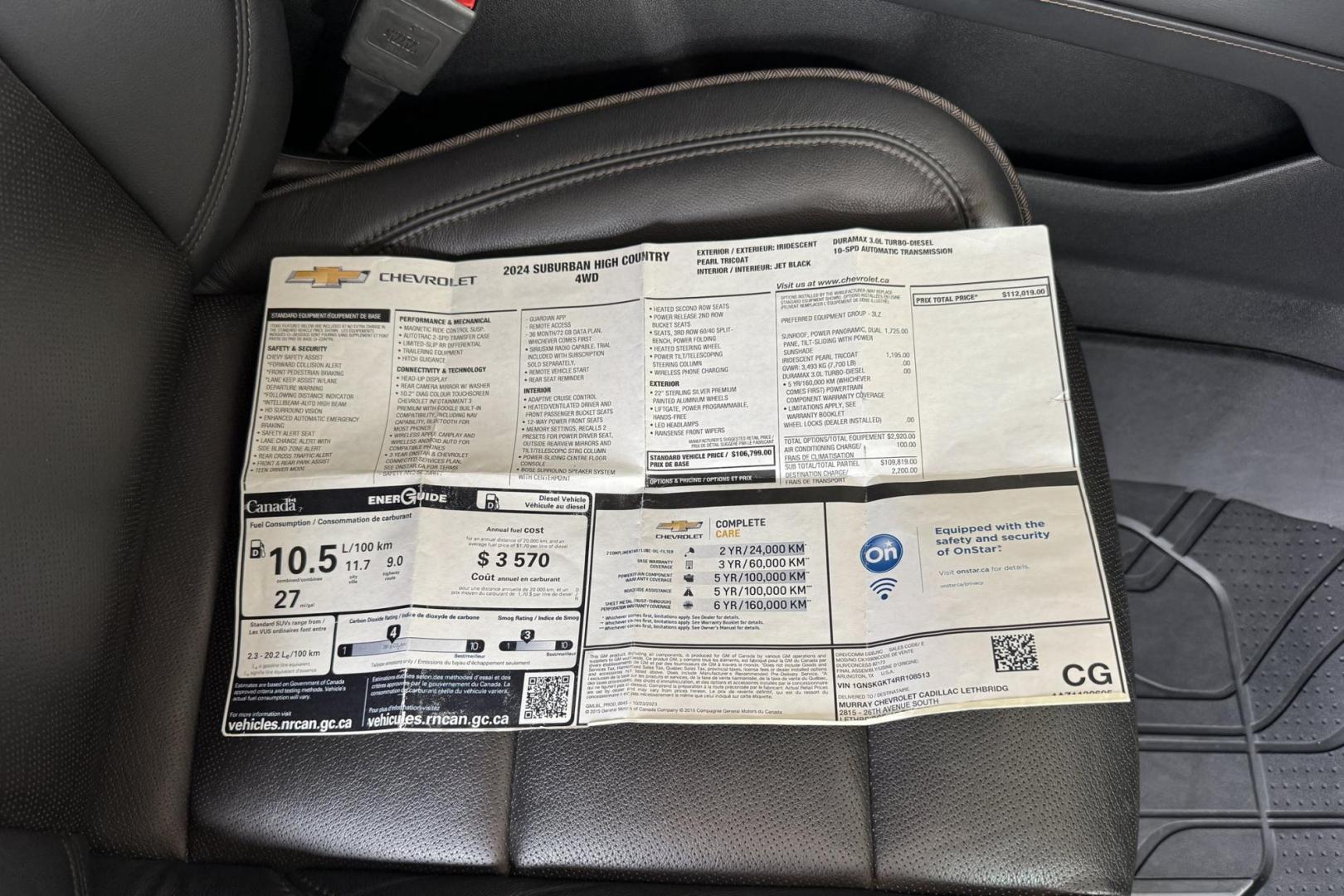 2024 Iridescent Pearl Tricoat /Jet Black Chevrolet Suburban High Country (1GNSKGKT4RR) with an 6 Cyl Duramax 3.0 Liter Turbo Diesel engine, Automatic 10 Speed transmission, located at 2304 W. Main St., Boise, ID, 83702, (208) 342-7777, 43.622105, -116.218658 - Remaining Factory Warranty! Great Fuel Economy! Ready To Go! - Photo#29