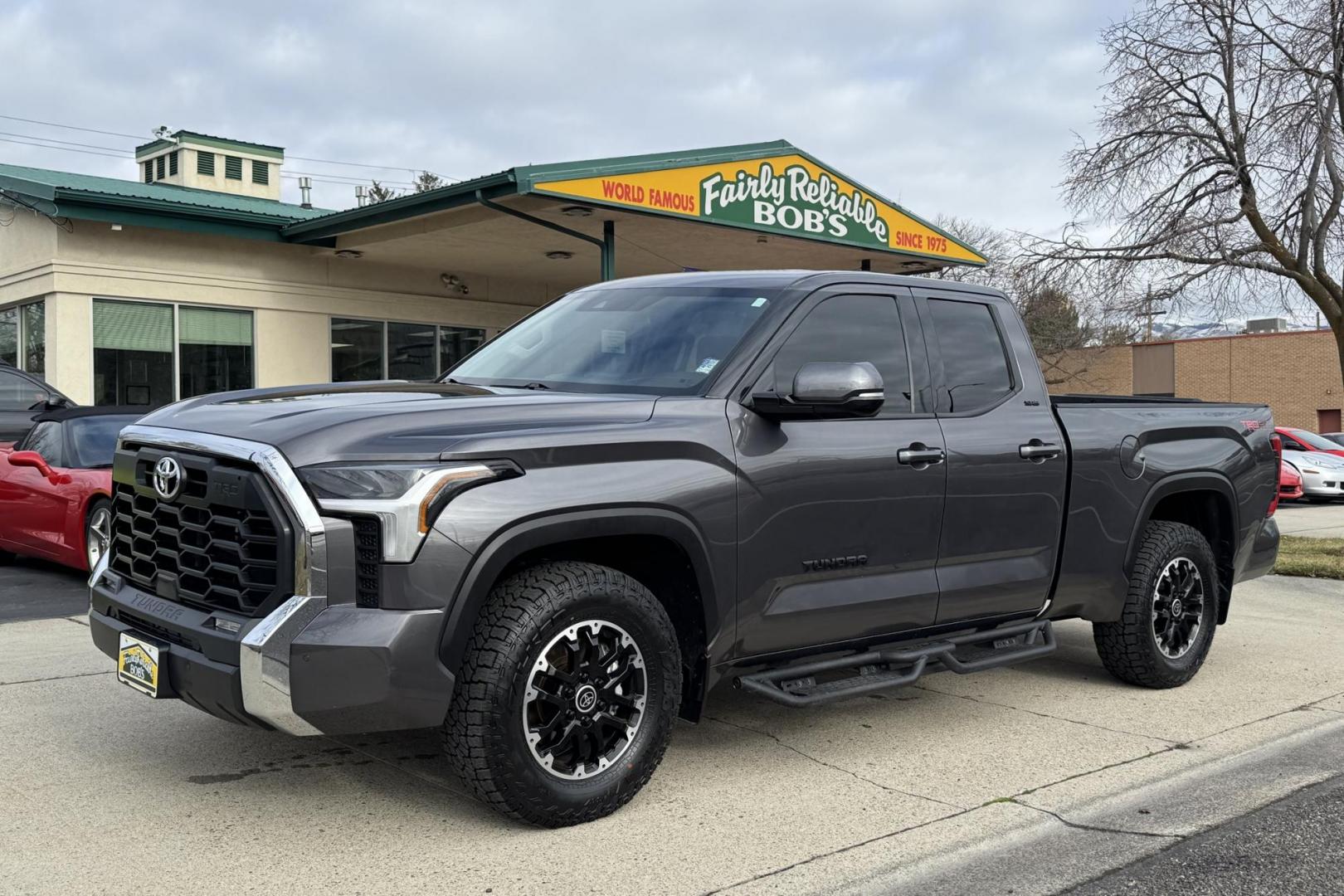 2022 Magnetic Gray Metallic /Black Toyota Tundra SR5 TRD Off Road (5TFLA5AA5NX) with an V6 3.5 Liter Twin Turbo engine, Automatic 10 Speed transmission, located at 2304 W. Main St., Boise, ID, 83702, (208) 342-7777, 43.622105, -116.218658 - Clean And Ready To Go! - Photo#0