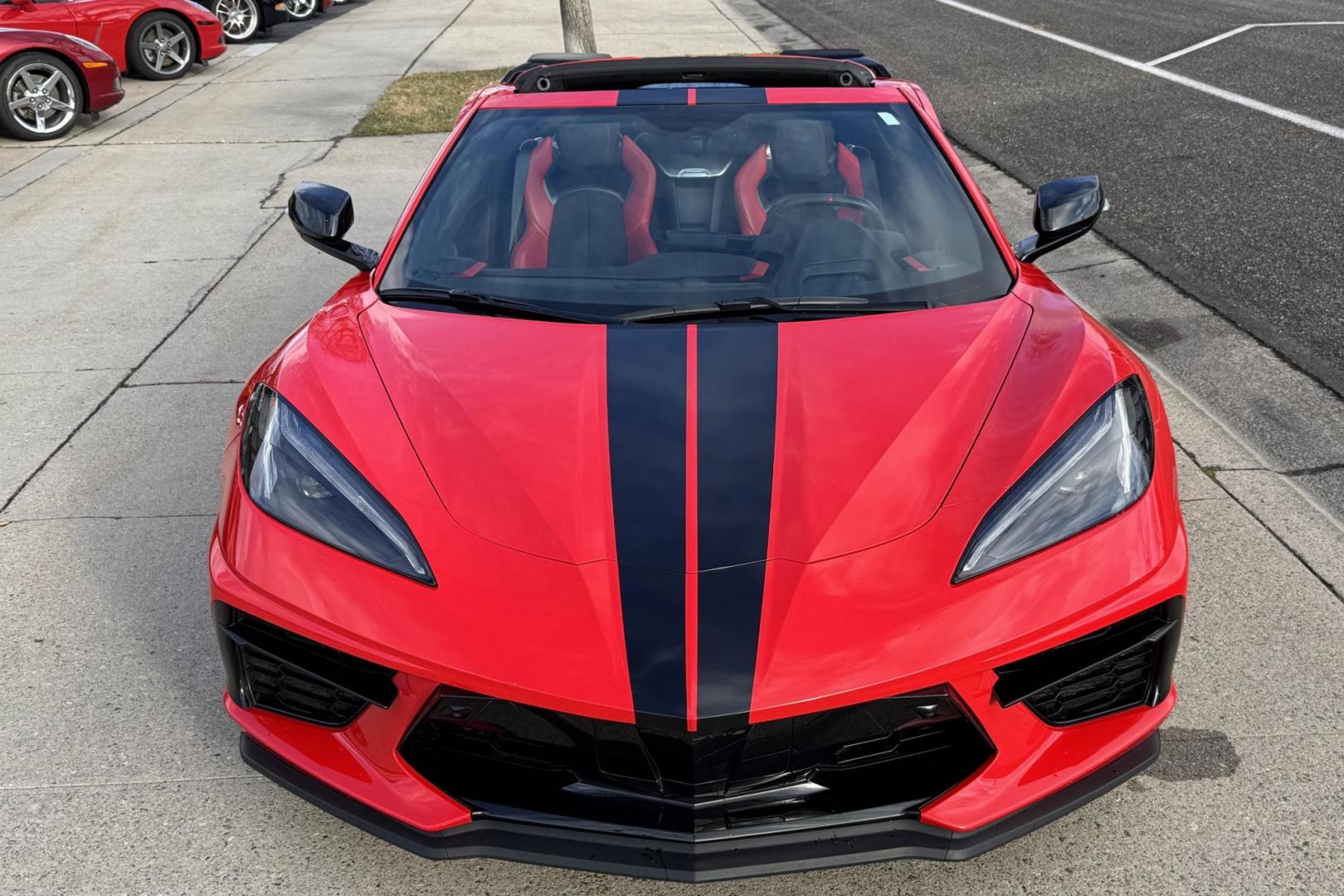 2021 Torch Red /Black Chevrolet Corvette Stingray 3LT Z51 (1G1YC2D48M5) with an V8 6.2 Liter engine, Automatic 8 Speed transmission, located at 2304 W. Main St., Boise, ID, 83702, (208) 342-7777, 43.622105, -116.218658 - Highly Optioned! One Owner! Stunning Corvette Stingray With Lift! - Photo#2