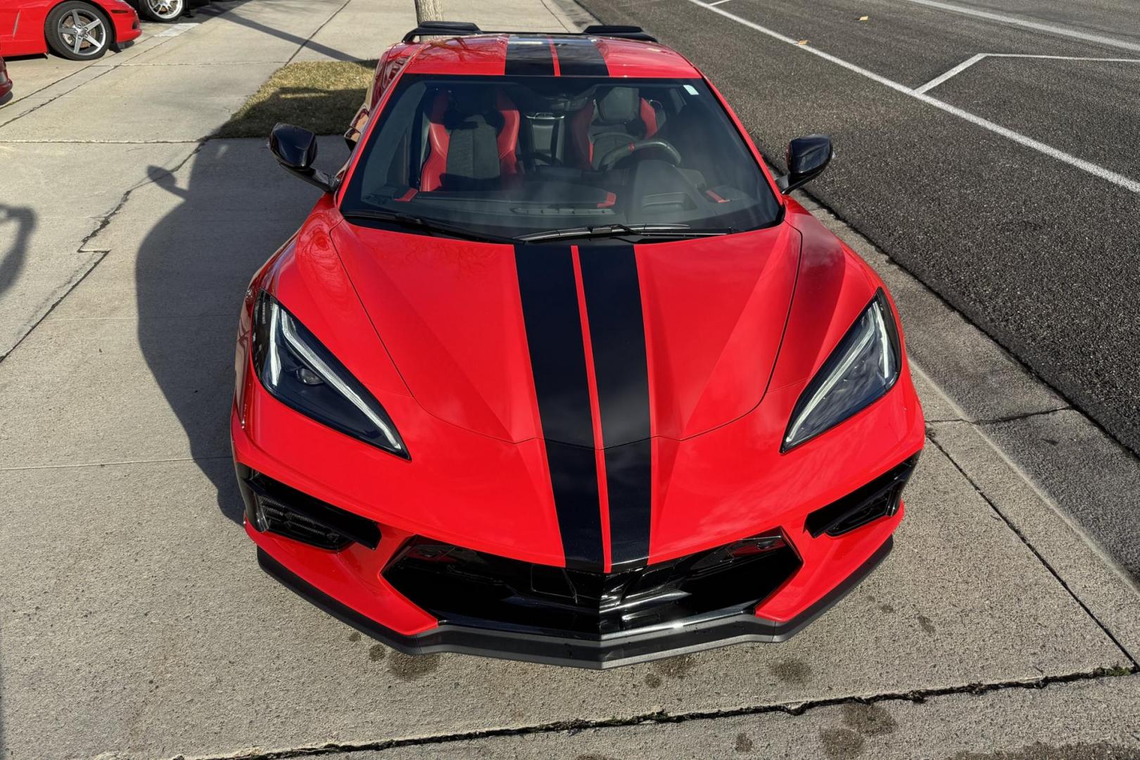 2021 Torch Red /Black Chevrolet Corvette Stingray 3LT Z51 (1G1YC2D48M5) with an V8 6.2 Liter engine, Automatic 8 Speed transmission, located at 2304 W. Main St., Boise, ID, 83702, (208) 342-7777, 43.622105, -116.218658 - Highly Optioned! One Owner! Stunning Corvette Stingray With Lift! - Photo#24