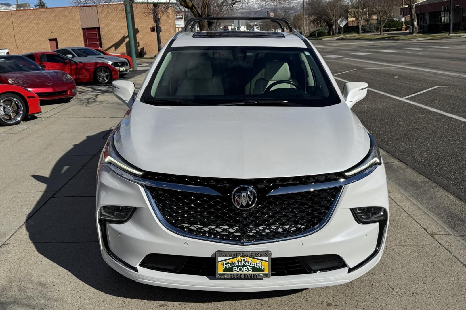 2022 White Frost Tintcoat /Chestnut/Ebony Buick Enclave Avenir (5GAEVCKW7NJ) with an V6 3.6 Liter engine, Automatic 9 Speed transmission, located at 2304 W. Main St., Boise, ID, 83702, (208) 342-7777, 43.622105, -116.218658 - Highly Optioned With Safety, Comfort And Power! - Photo#3