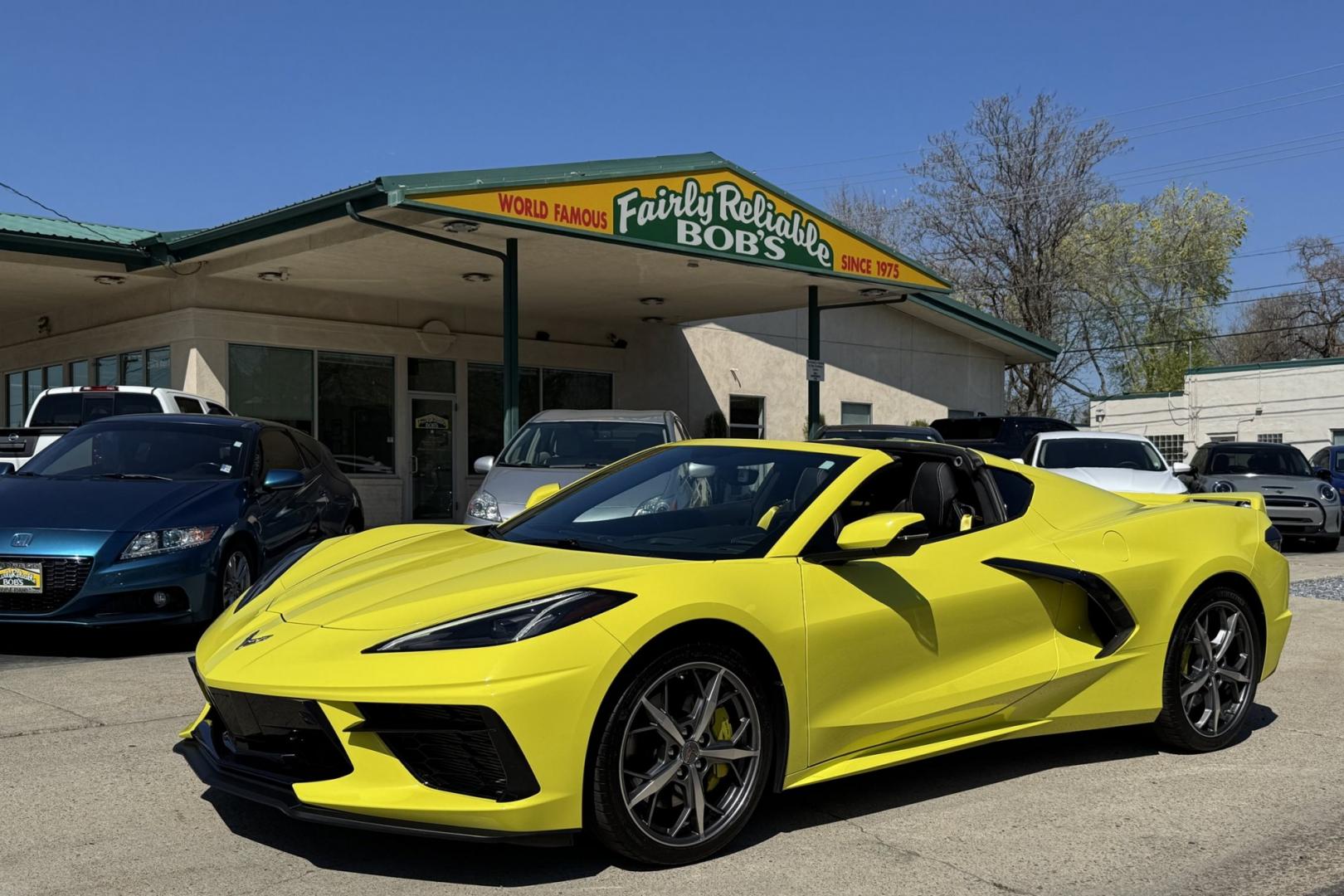 2020 Velocity Yellow /Jet Black Chevrolet Corvette Stingray 3LT Z51 (1G1Y82D4XL5) with an V8 6.2 Liter engine, Automatic 8 Speed transmission, located at 2304 W. Main St., Boise, ID, 83702, (208) 342-7777, 43.622105, -116.218658 - Loaded And Stunning C8 Corvette Coupe! - Photo#0