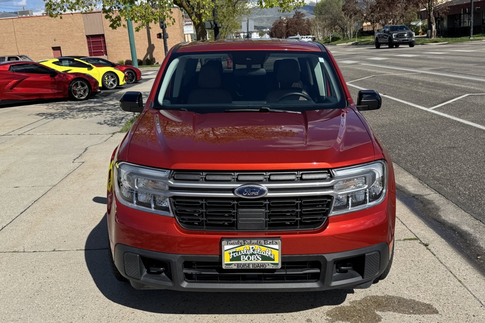 2024 Hot Pepper Red Metallic /Desert Brown Ford Maverick Lariat (3FTTW8S95RR) with an 4 Cyl 2.0 Liter Turbo engine, Automatic 8 Speed transmission, located at 2304 W. Main St., Boise, ID, 83702, (208) 342-7777, 43.622105, -116.218658 - New Tires! A Lot Of Safety Options And Great Fuel Economy! - Photo#3