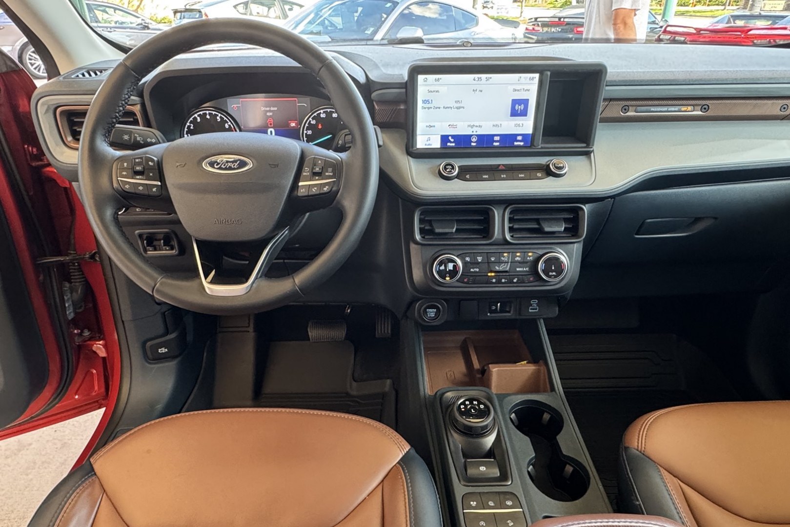 2024 Hot Pepper Red Metallic /Desert Brown Ford Maverick Lariat (3FTTW8S95RR) with an 4 Cyl 2.0 Liter Turbo engine, Automatic 8 Speed transmission, located at 2304 W. Main St., Boise, ID, 83702, (208) 342-7777, 43.622105, -116.218658 - New Tires! A Lot Of Safety Options And Great Fuel Economy! - Photo#18