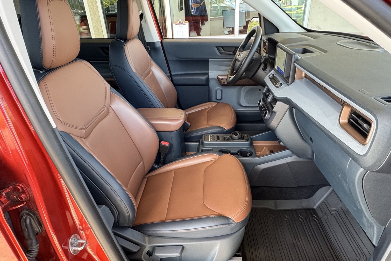 2024 Hot Pepper Red Metallic /Desert Brown Ford Maverick Lariat (3FTTW8S95RR) with an 4 Cyl 2.0 Liter Turbo engine, Automatic 8 Speed transmission, located at 2304 W. Main St., Boise, ID, 83702, (208) 342-7777, 43.622105, -116.218658 - New Tires! A Lot Of Safety Options And Great Fuel Economy! - Photo#21