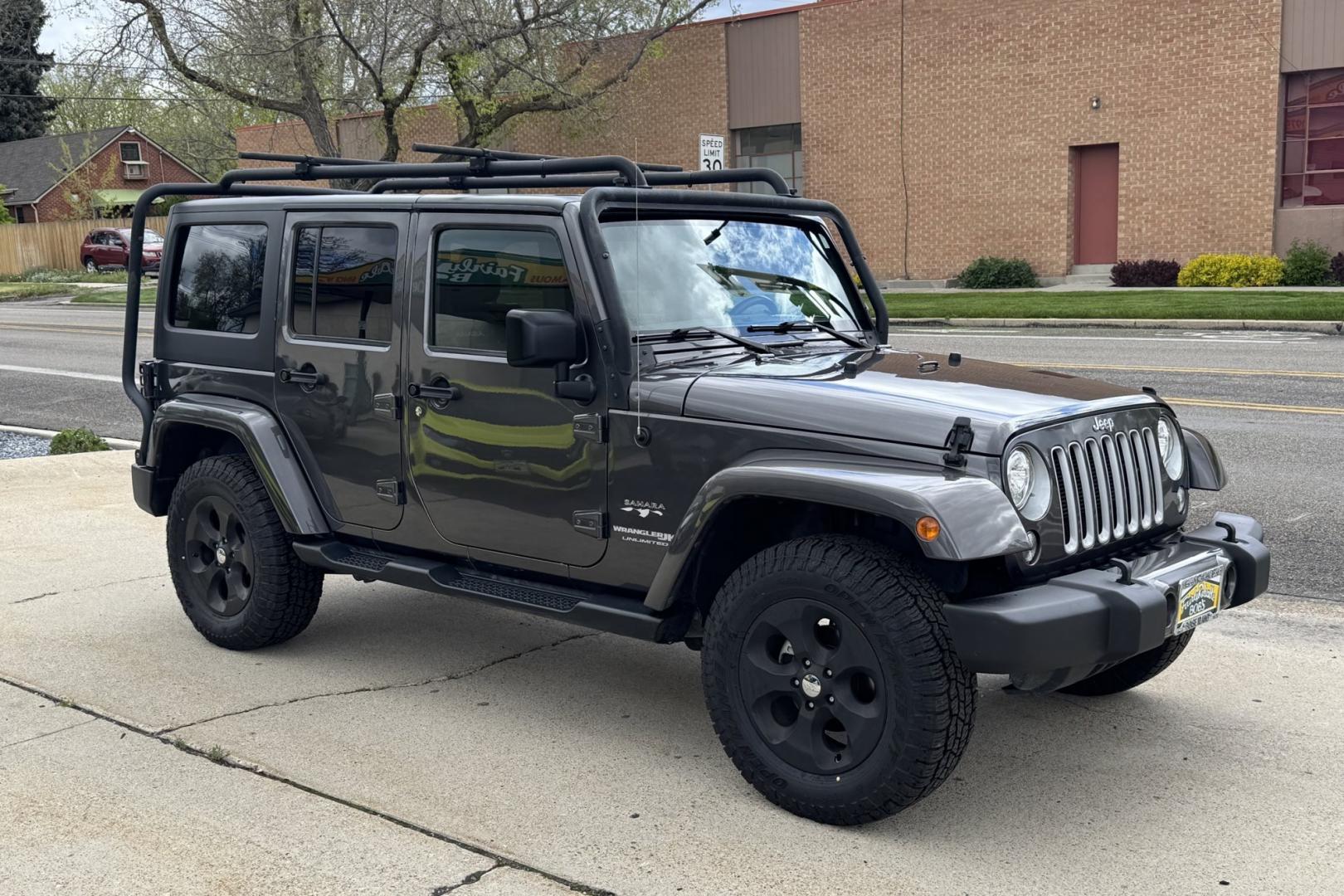 2018 Gray /Black Jeep Wrangler Unlimited Sahara (1C4HJWEG3JL) with an V6 3.6 Liter engine, Automatic transmission, located at 2304 W. Main St., Boise, ID, 83702, (208) 342-7777, 43.622105, -116.218658 - New Tires! Hard Top Too! - Photo#2