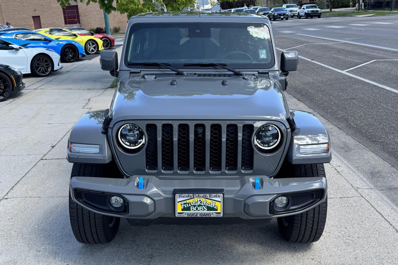 2023 Sting Gray /Black Jeep Wrangler Unlimited Sahara High Altitude (1C4JJXP64PW) with an 4 Cyl 2.0 Liter Hybrid Turbo engine, Automatic 8 Speed transmission, located at 2304 W. Main St., Boise, ID, 83702, (208) 342-7777, 43.622105, -116.218658 - Ready To Play And Get Great Fuel Economy! - Photo#3