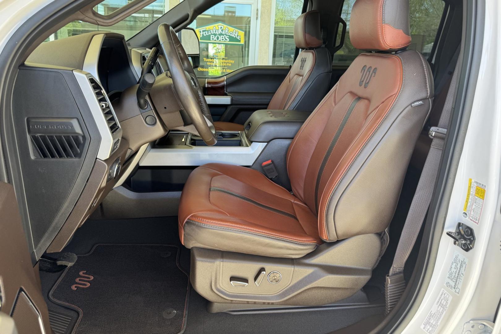 2019 White Platinum /Brownstone Ford F-350 King Ranch (1FT8W3BTXKE) with an V8 6.7 Liter Turbo Diesel engine, Automatic 6 Speed transmission, located at 2304 W. Main St., Boise, ID, 83702, (208) 342-7777, 43.622105, -116.218658 - Only 18k Miles! Optioned With The Best Of Everything! - Photo#17
