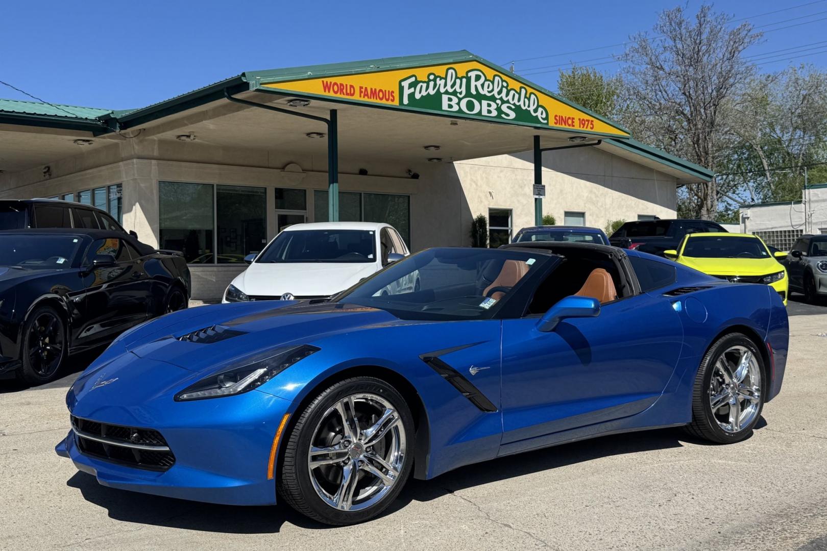 2016 Laguna Blue /Kalahari Chevrolet Corvette Stingray 2LT (1G1YD2D72G5) with an V8 6.2 Liter engine, Automatic 8 Speed transmission, located at 2304 W. Main St., Boise, ID, 83702, (208) 342-7777, 43.622105, -116.218658 - Beautiful Color Combination! Ready To Go! - Photo#0