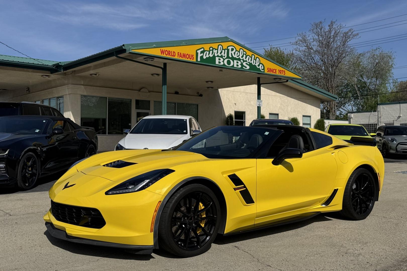 2018 Corvette Racing Yellow Tintcoat /Black Chevrolet Corvette Grand Sport 2LT (1G1YY2D72J5) with an V8 6.2 Liter engine, Automatic 8 Speed transmission, located at 2304 W. Main St., Boise, ID, 83702, (208) 342-7777, 43.622105, -116.218658 - Stunning Corvette Grand Sport! - Photo#0