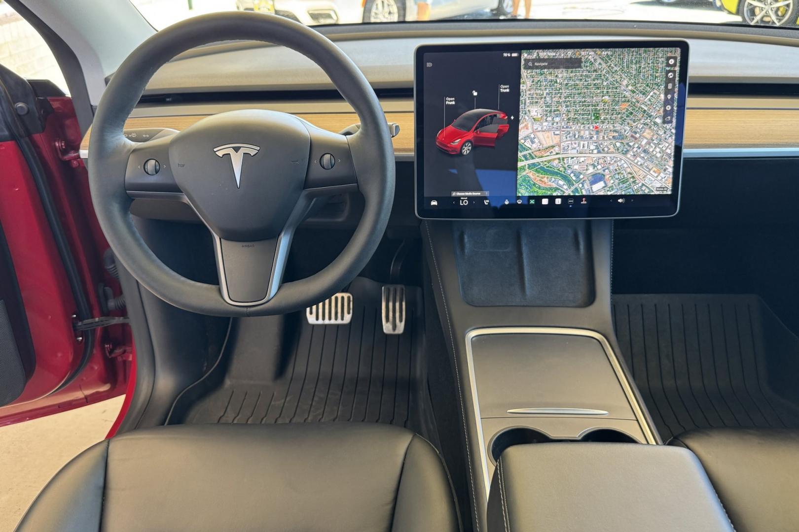 2021 Red Multi-Coat /Black Tesla Y Dual Motor Long Range (5YJYGDEE2MF) with an 75 kWh Lithium-ion battery engine, Automatic transmission, located at 2304 W. Main St., Boise, ID, 83702, (208) 342-7777, 43.622105, -116.218658 - Photo#9