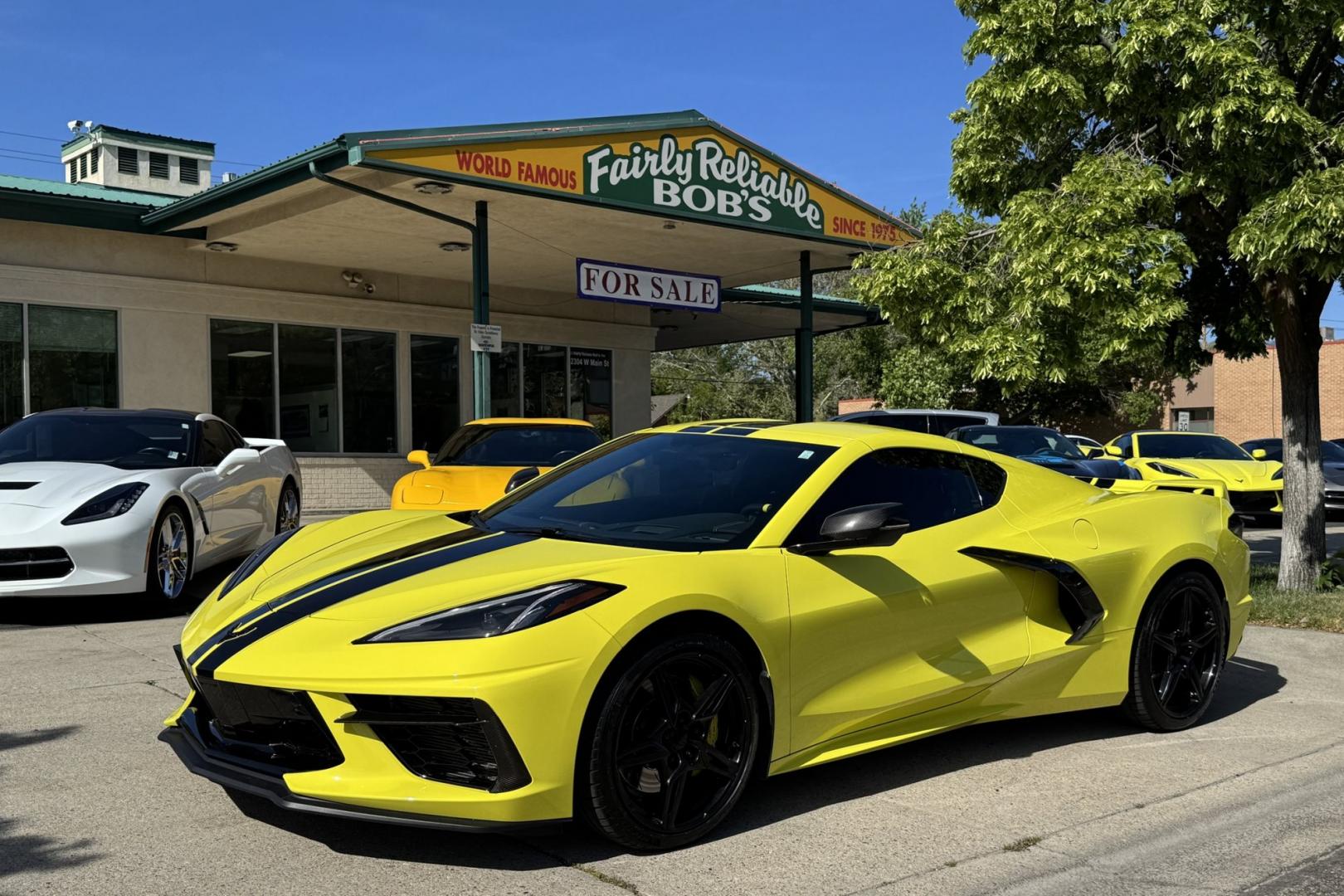 2021 Velocity Yellow /Black Chevrolet Corvette Stingray 3LT Z51 (1G1YC2D4XM5) with an V8 6.2 Liter engine, Automatic 8 Speed transmission, located at 2304 W. Main St., Boise, ID, 83702, (208) 342-7777, 43.622105, -116.218658 - Stunning And Highly Optioned C8 Coupe! - Photo#0