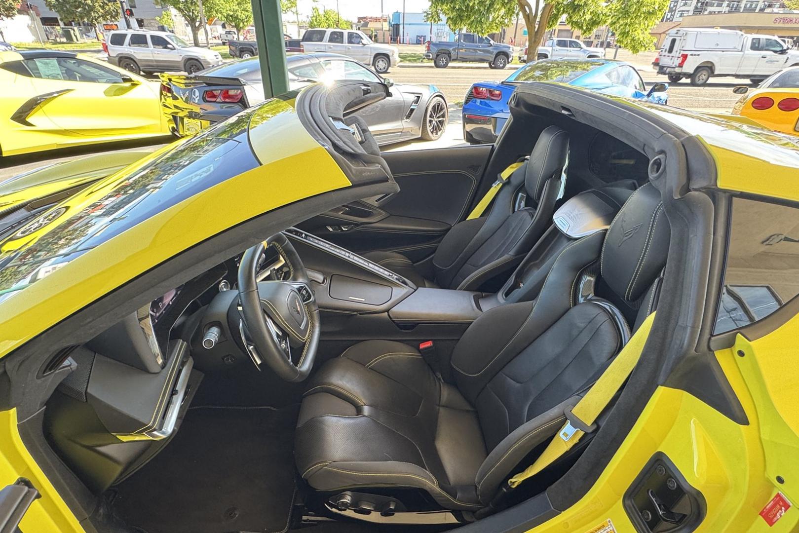 2021 Velocity Yellow /Black Chevrolet Corvette Stingray 3LT Z51 (1G1YC2D4XM5) with an V8 6.2 Liter engine, Automatic 8 Speed transmission, located at 2304 W. Main St., Boise, ID, 83702, (208) 342-7777, 43.622105, -116.218658 - Stunning And Highly Optioned C8 Coupe! - Photo#16
