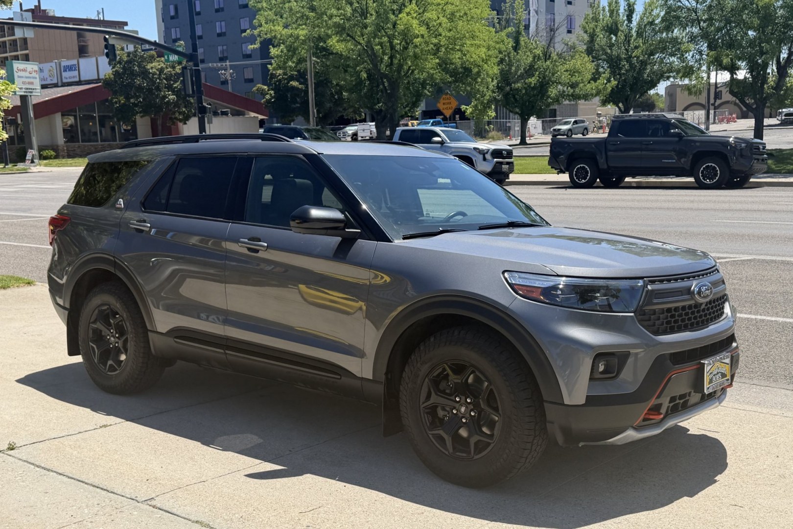 2022 Carbonized Gray Metallic /Deep Cypress Ford Explorer Timberline (1FMSK8JH4NG) with an 4 Cyl 2.3 Liter Turbo engine, Automatic 10 Speed transmission, located at 2304 W. Main St., Boise, ID, 83702, (208) 342-7777, 43.622105, -116.218658 - New Tires! Seats 6! Nicely Optioned With Safety And Performance! - Photo#2