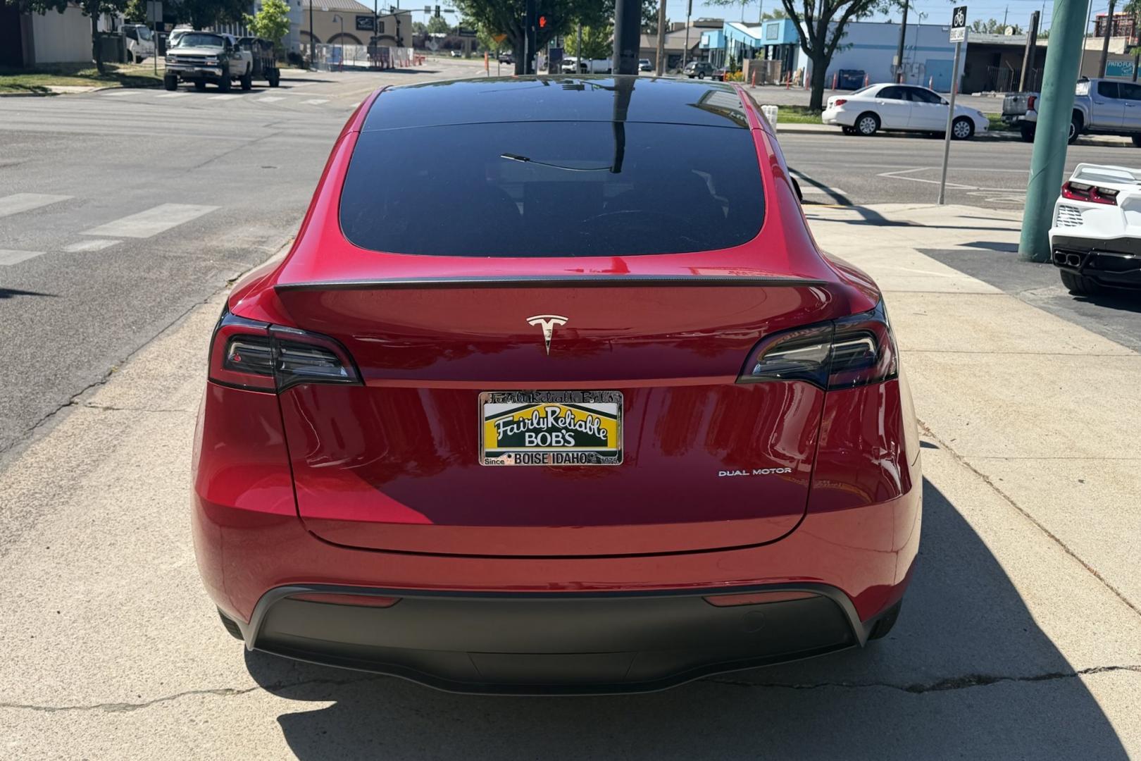 2023 Red Multi-Coat /Black Tesla Y Long Range Dual Motor (7SAYGDEE3PA) with an 75 kWh engine, Automatic transmission, located at 2304 W. Main St., Boise, ID, 83702, (208) 342-7777, 43.622105, -116.218658 - All Wheel Drive! With Full Self Driving Computer 4!- Photo#1