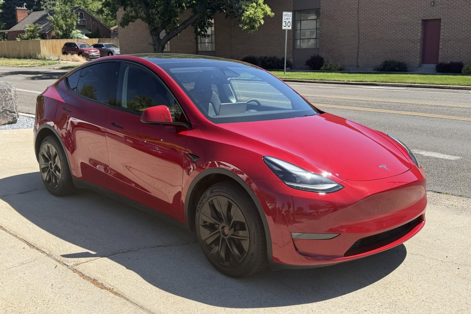2023 Red Multi-Coat /Black Tesla Y Long Range Dual Motor (7SAYGDEE3PA) with an 75 kWh engine, Automatic transmission, located at 2304 W. Main St., Boise, ID, 83702, (208) 342-7777, 43.622105, -116.218658 - All Wheel Drive! With Full Self Driving Computer 4!- Photo#2