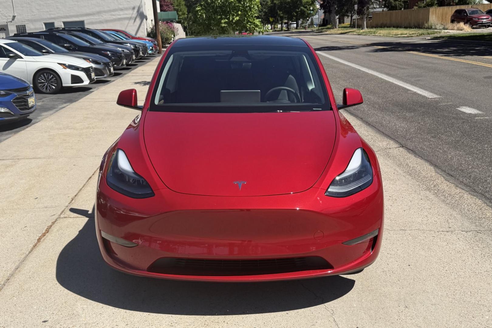 2023 Red Multi-Coat /Black Tesla Y Long Range Dual Motor (7SAYGDEE3PA) with an 75 kWh engine, Automatic transmission, located at 2304 W. Main St., Boise, ID, 83702, (208) 342-7777, 43.622105, -116.218658 - All Wheel Drive! With Full Self Driving Computer 4!- Photo#3