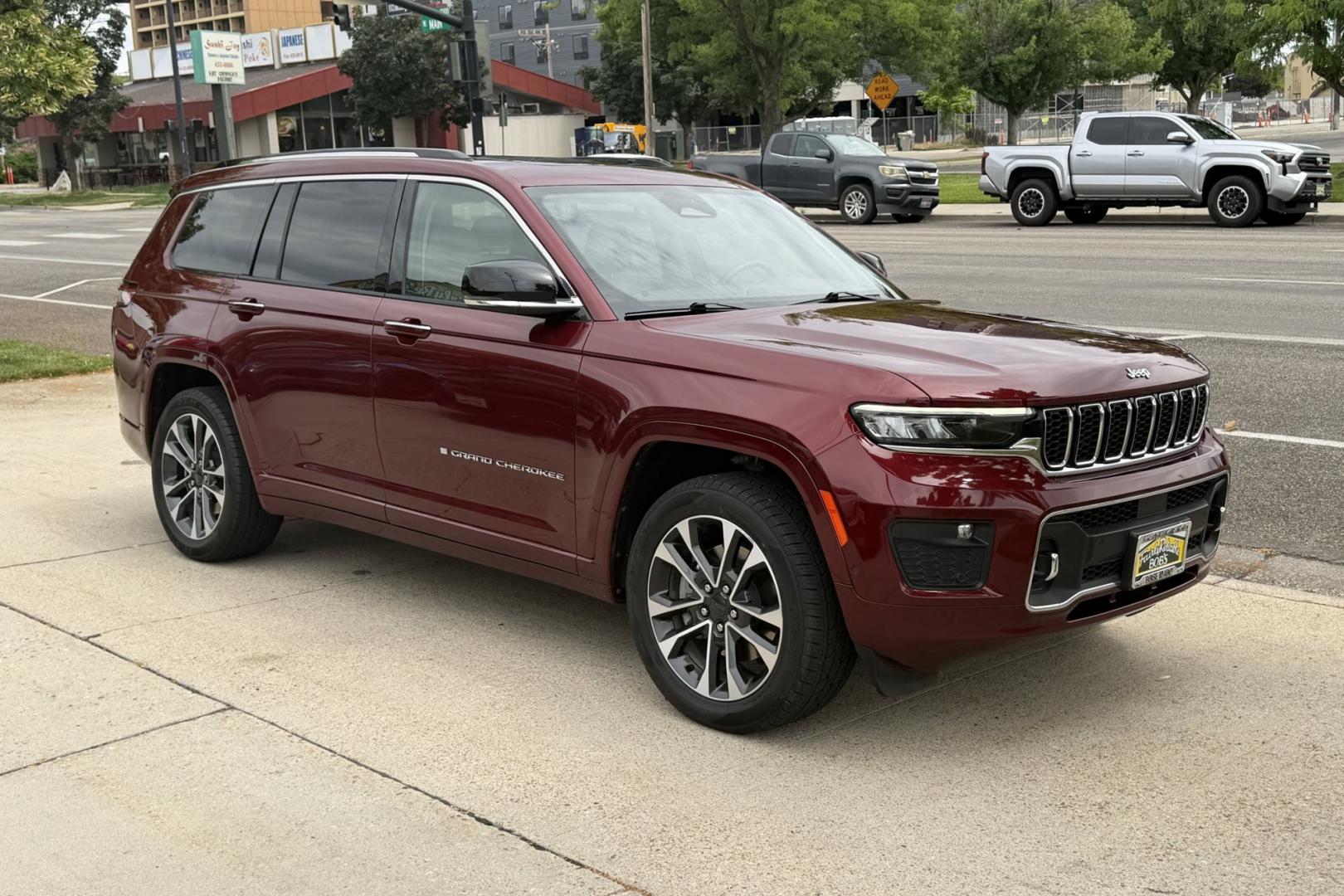 2023 Velvet Red Pearl /Gray Jeep Grand Cherokee L Overland (1C4RJKDGXP8) with an V6 3.6 Liter engine, Automatic 8 Speed transmission, located at 2304 W. Main St., Boise, ID, 83702, (208) 342-7777, 43.622105, -116.218658 - New Tires! Highly Optioned With Comfort, Safety And Power!- Photo#2