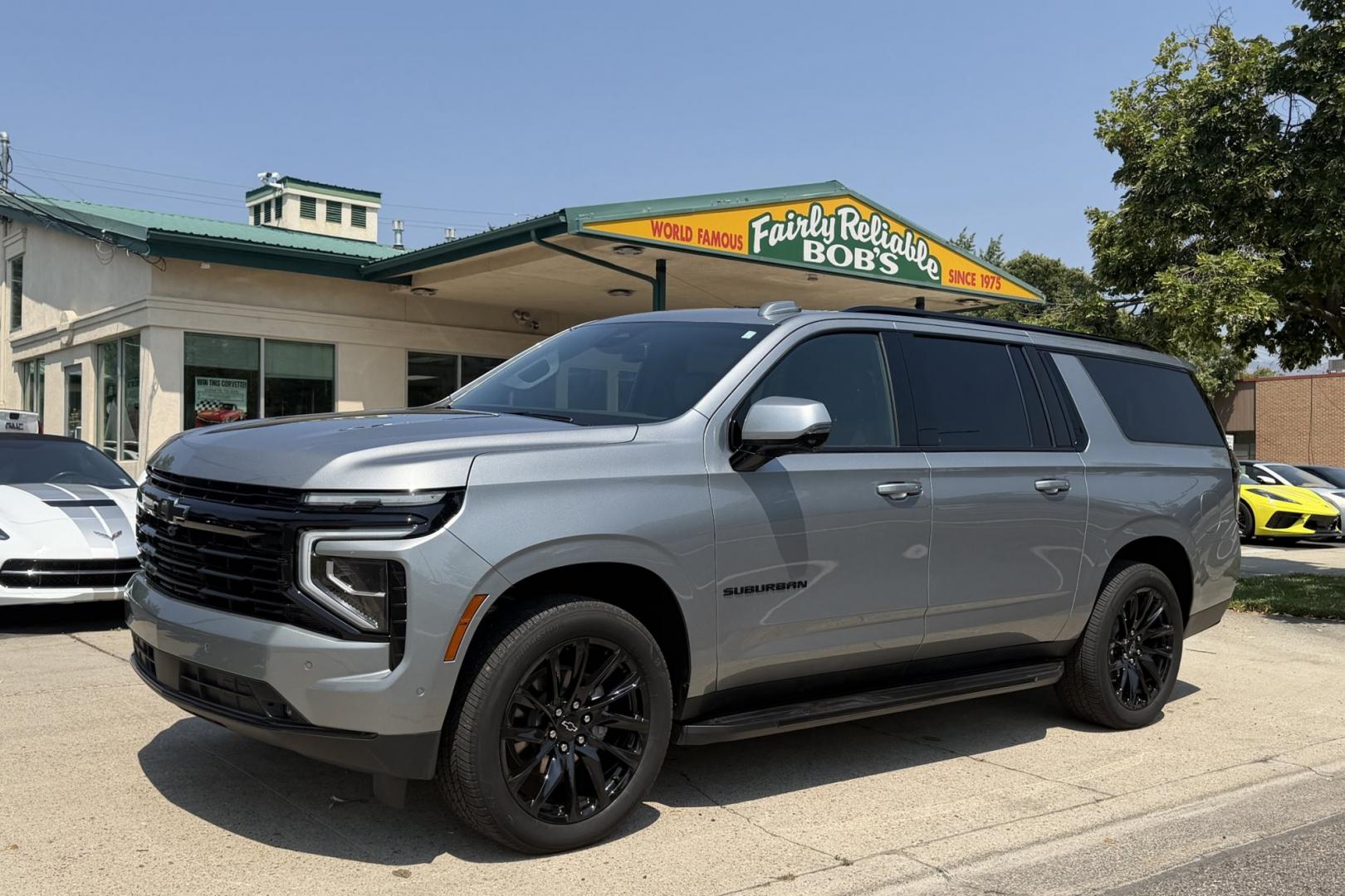 2025 Sterling Silver Metallic /Jet Black Chevrolet Suburban RST (1GNS6ERL9SR) with an V8 6.2 Liter engine, Automatic 10 Speed transmission, located at 2304 W. Main St., Boise, ID, 83702, (208) 342-7777, 43.622105, -116.218658 - Stunning And Has Remaining Factory Warranty Too!- Photo#0