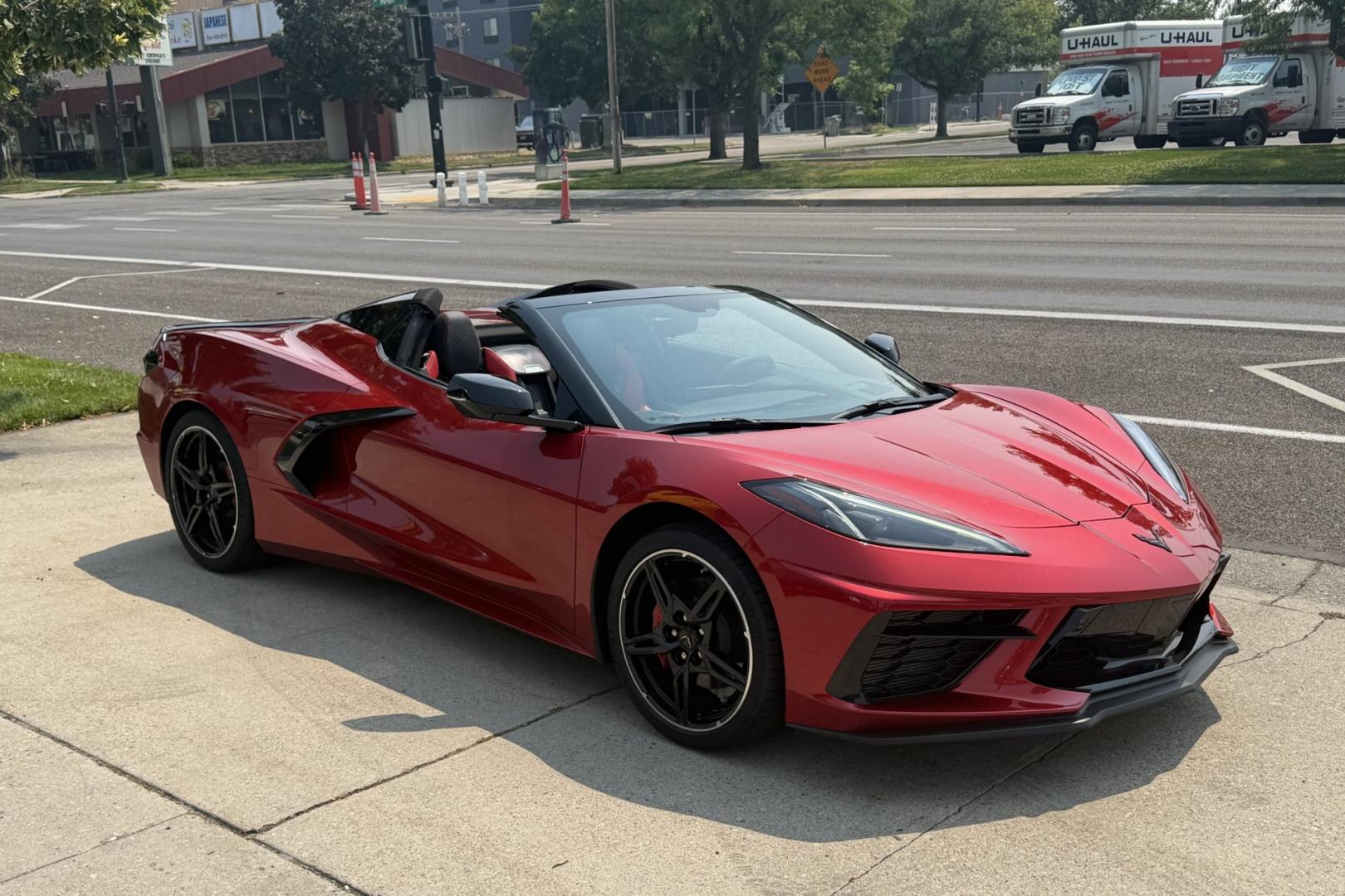 2023 Red Mist Metallic /Jet Black/Adrenaline Red Chevrolet Corvette Stingray 2LT (1G1YB3D46P5) with an V8 6.2 Liter engine, Automatic 8 Speed transmission, located at 2304 W. Main St., Boise, ID, 83702, (208) 342-7777, 43.622105, -116.218658 - Red Mist Metallic! 2LT w/ Lift! Very Clean!- Photo#2