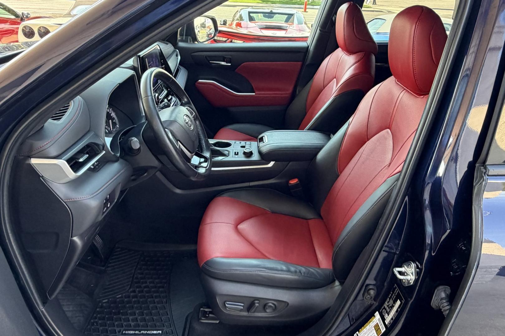 2023 Dark Blue Pearl /Red/Black Toyota Highlander XSE (5TDKDRBH9PS) with an 4 Cyl 2.4 Liter Turbo engine, Automatic 8 Speed transmission, located at 2304 W. Main St., Boise, ID, 83702, (208) 342-7777, 43.622105, -116.218658 - Highly Optioned, 7 Passenger And Clean!- Photo#13