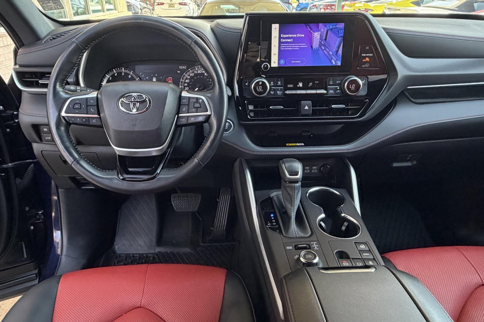 2023 Dark Blue Pearl /Red/Black Toyota Highlander XSE (5TDKDRBH9PS) with an 4 Cyl 2.4 Liter Turbo engine, Automatic 8 Speed transmission, located at 2304 W. Main St., Boise, ID, 83702, (208) 342-7777, 43.622105, -116.218658 - Highly Optioned, 7 Passenger And Clean!- Photo#15