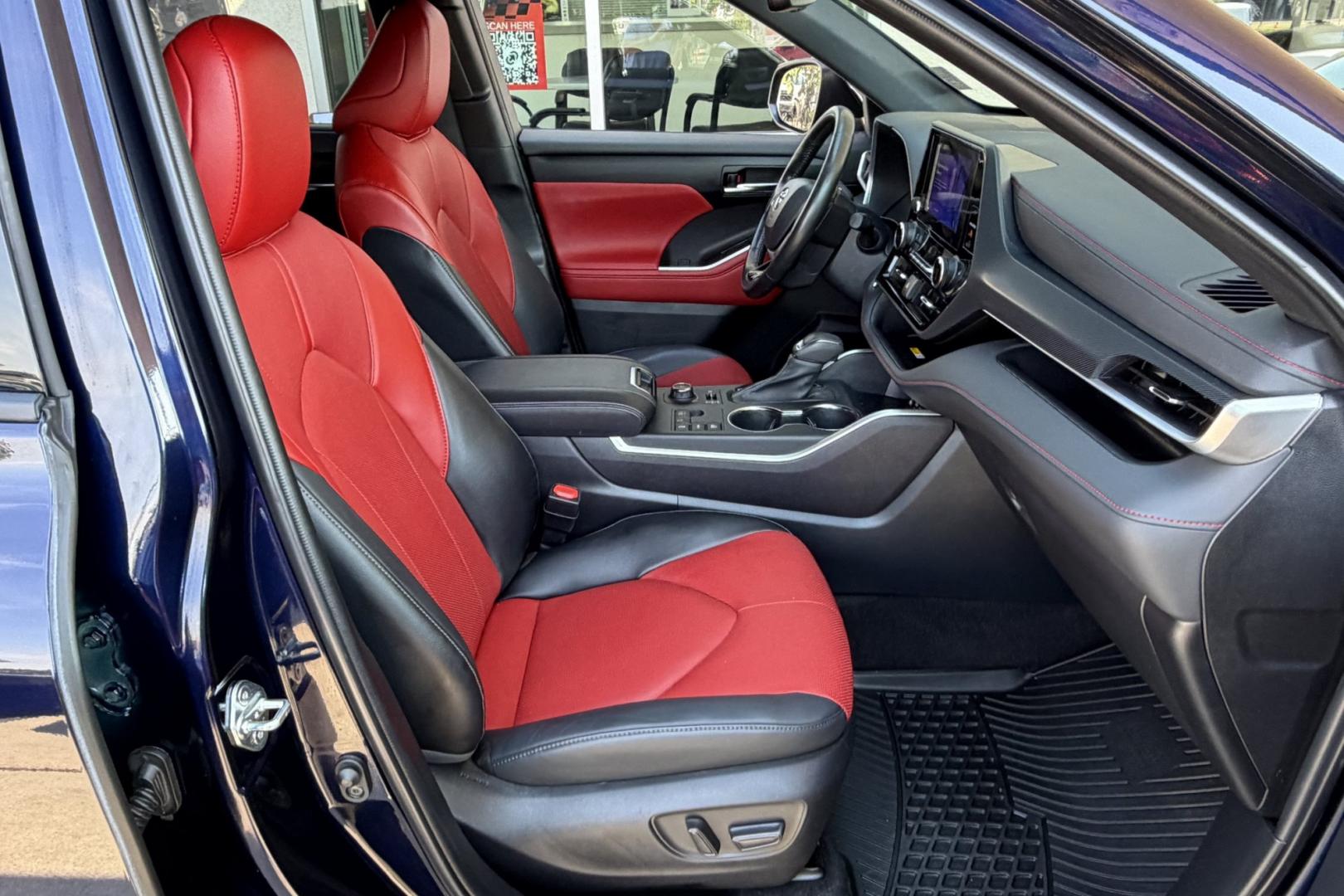 2023 Dark Blue Pearl /Red/Black Toyota Highlander XSE (5TDKDRBH9PS) with an 4 Cyl 2.4 Liter Turbo engine, Automatic 8 Speed transmission, located at 2304 W. Main St., Boise, ID, 83702, (208) 342-7777, 43.622105, -116.218658 - Highly Optioned, 7 Passenger And Clean!- Photo#19