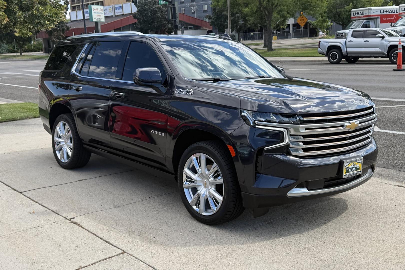 2023 Dark Ash Metallic /Jet Black Chevrolet Tahoe High Country (1GNSKTKL4PR) with an V8 6.2 Liter engine, Automatic 10 Speed transmission, located at 2304 W. Main St., Boise, ID, 83702, (208) 342-7777, 43.622105, -116.218658 - New Tires! Rear DVD Screens! Highly Optioned! Ready To Go!- Photo#3