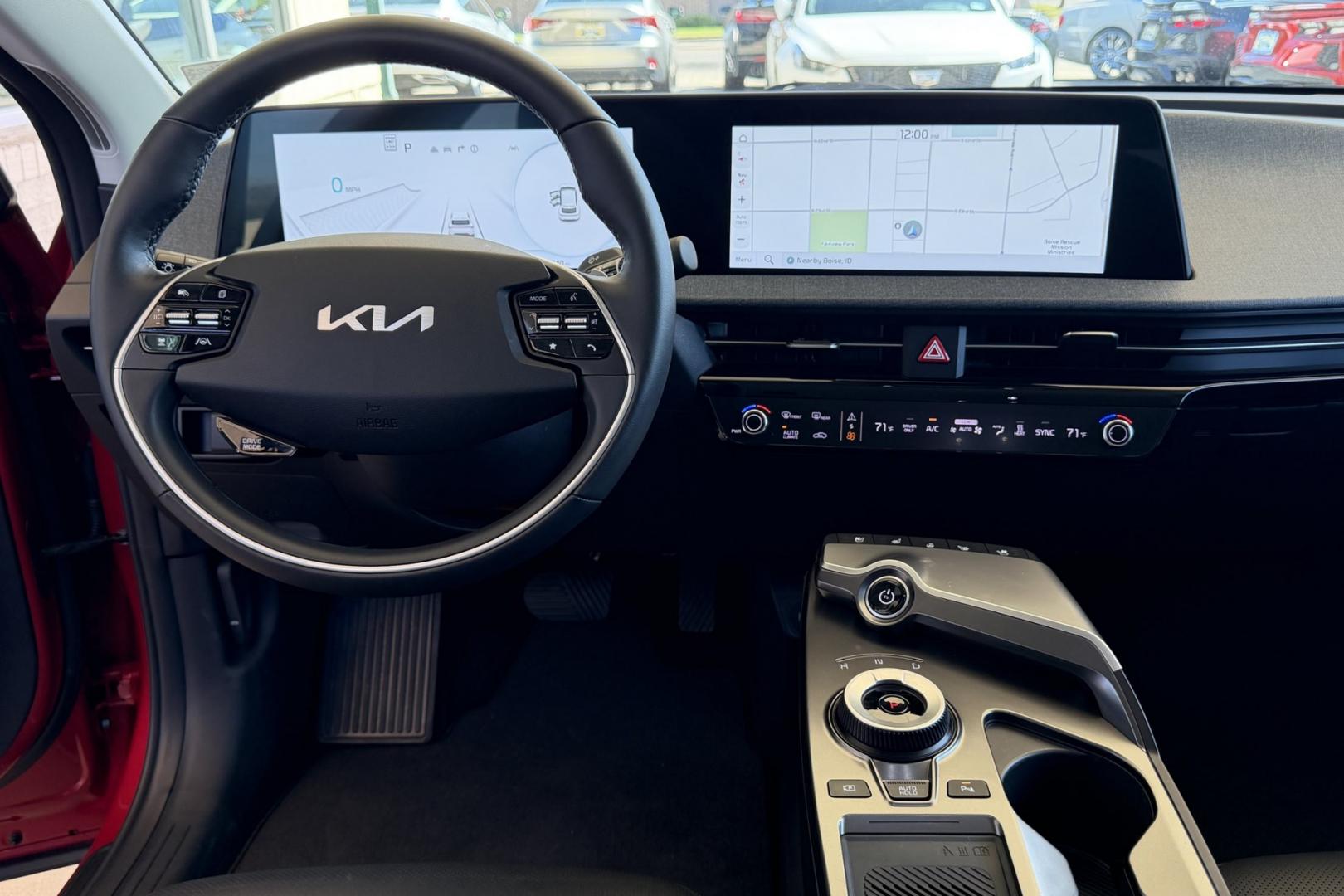 2023 Runaway Red /Black Kia EV6 Wind (KNDC3DLC1P5) with an 77.4 kWh engine, Automatic transmission, located at 2304 W. Main St., Boise, ID, 83702, (208) 342-7777, 43.622105, -116.218658 - 282 Miles of Range! All Wheel Drive! High Marks In Safety Too!- Photo#18