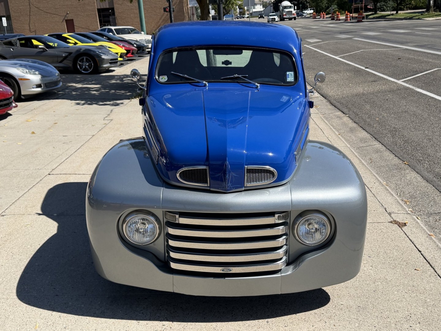 1948 Blue/Silver /Gray Ford F100 (899C1997344) with an V8 engine, Automatic transmission, located at 2304 W. Main St., Boise, ID, 83702, (208) 342-7777, 43.622105, -116.218658 - WOW! Documented Restoration of an older 1948 Ford F100! Classic Car Air Conditioning And Tilt Column!- Photo#3