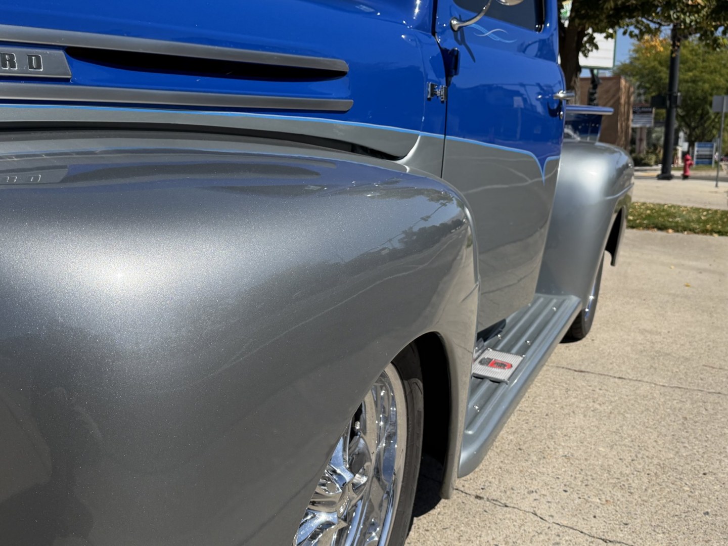 1948 Blue/Silver /Gray Ford F100 (899C1997344) with an V8 engine, Automatic transmission, located at 2304 W. Main St., Boise, ID, 83702, (208) 342-7777, 43.622105, -116.218658 - WOW! Documented Restoration of an older 1948 Ford F100! Classic Car Air Conditioning And Tilt Column!- Photo#4