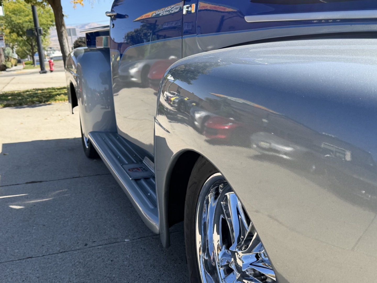 1948 Blue/Silver /Gray Ford F100 (899C1997344) with an V8 engine, Automatic transmission, located at 2304 W. Main St., Boise, ID, 83702, (208) 342-7777, 43.622105, -116.218658 - WOW! Documented Restoration of an older 1948 Ford F100! Classic Car Air Conditioning And Tilt Column!- Photo#5