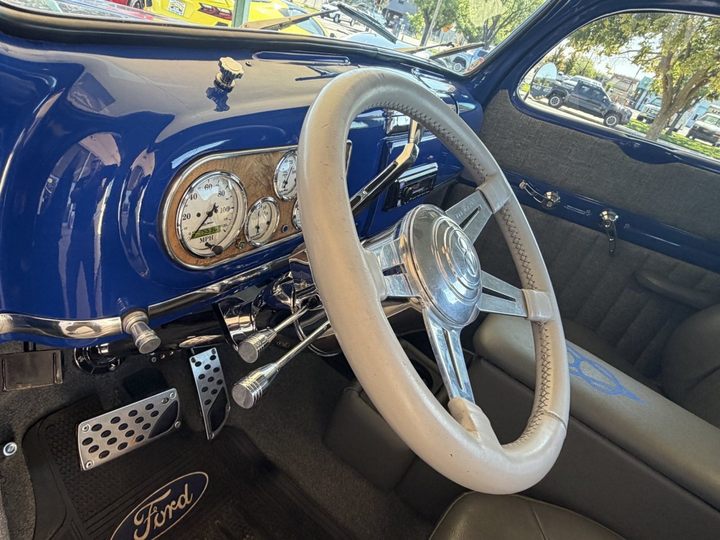 1948 Blue/Silver /Gray Ford F100 (899C1997344) with an V8 engine, Automatic transmission, located at 2304 W. Main St., Boise, ID, 83702, (208) 342-7777, 43.622105, -116.218658 - WOW! Documented Restoration of an older 1948 Ford F100! Classic Car Air Conditioning And Tilt Column!- Photo#7