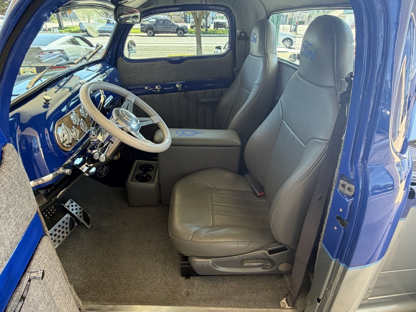 1948 Blue/Silver /Gray Ford F100 (899C1997344) with an V8 engine, Automatic transmission, located at 2304 W. Main St., Boise, ID, 83702, (208) 342-7777, 43.622105, -116.218658 - WOW! Documented Restoration of an older 1948 Ford F100! Classic Car Air Conditioning And Tilt Column!- Photo#6