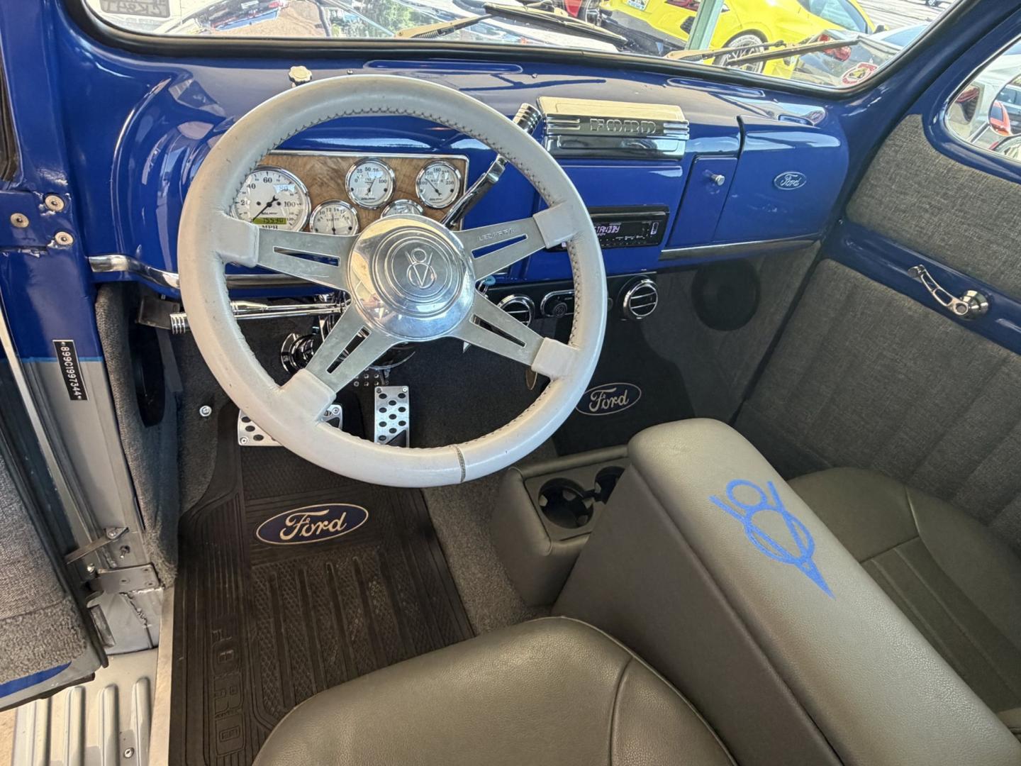 1948 Blue/Silver /Gray Ford F100 (899C1997344) with an V8 engine, Automatic transmission, located at 2304 W. Main St., Boise, ID, 83702, (208) 342-7777, 43.622105, -116.218658 - WOW! Documented Restoration of an older 1948 Ford F100! Classic Car Air Conditioning And Tilt Column!- Photo#8