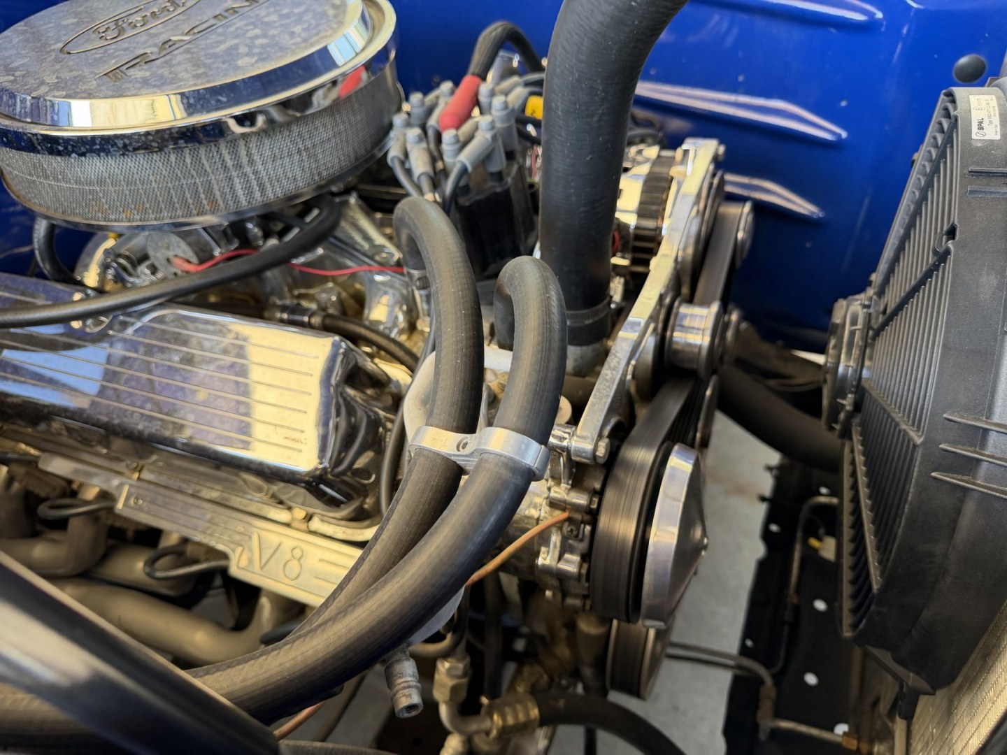 1948 Blue/Silver /Gray Ford F100 (899C1997344) with an V8 engine, Automatic transmission, located at 2304 W. Main St., Boise, ID, 83702, (208) 342-7777, 43.622105, -116.218658 - WOW! Documented Restoration of an older 1948 Ford F100! Classic Car Air Conditioning And Tilt Column!- Photo#12